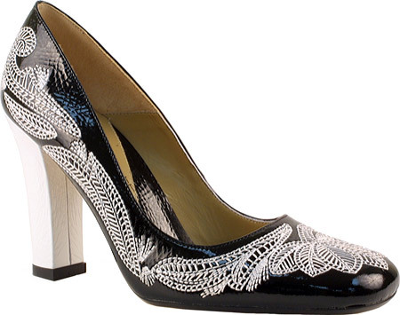$130 JESSICA BENNETT Havana Embroidered Pumps ~ Black/White Size 6 NEW