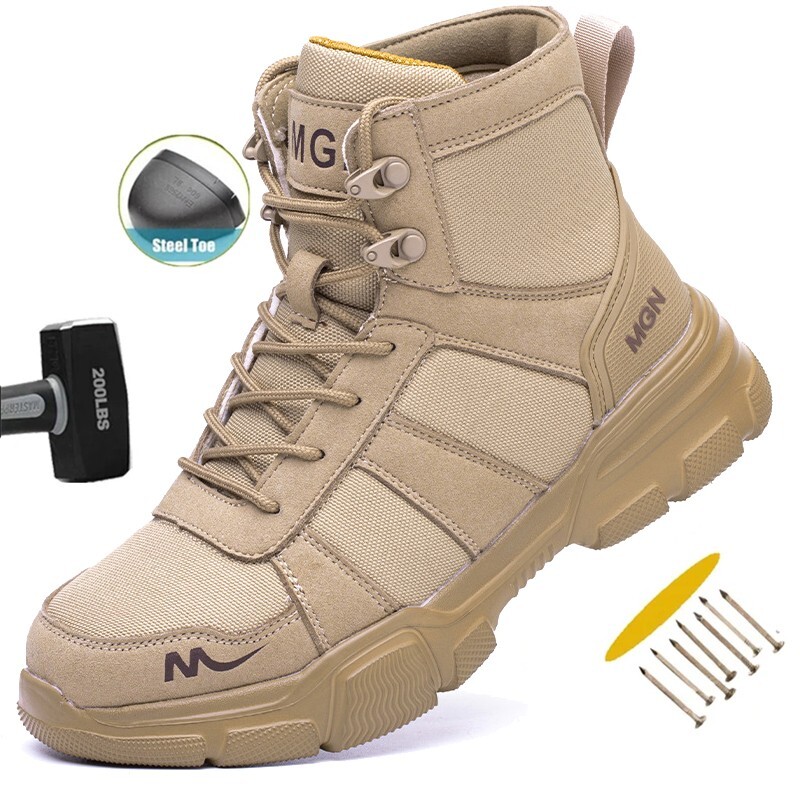 Puncture-Proof Male Work Boots Indestructible Safety Shoes Men Steel Toe Shoes