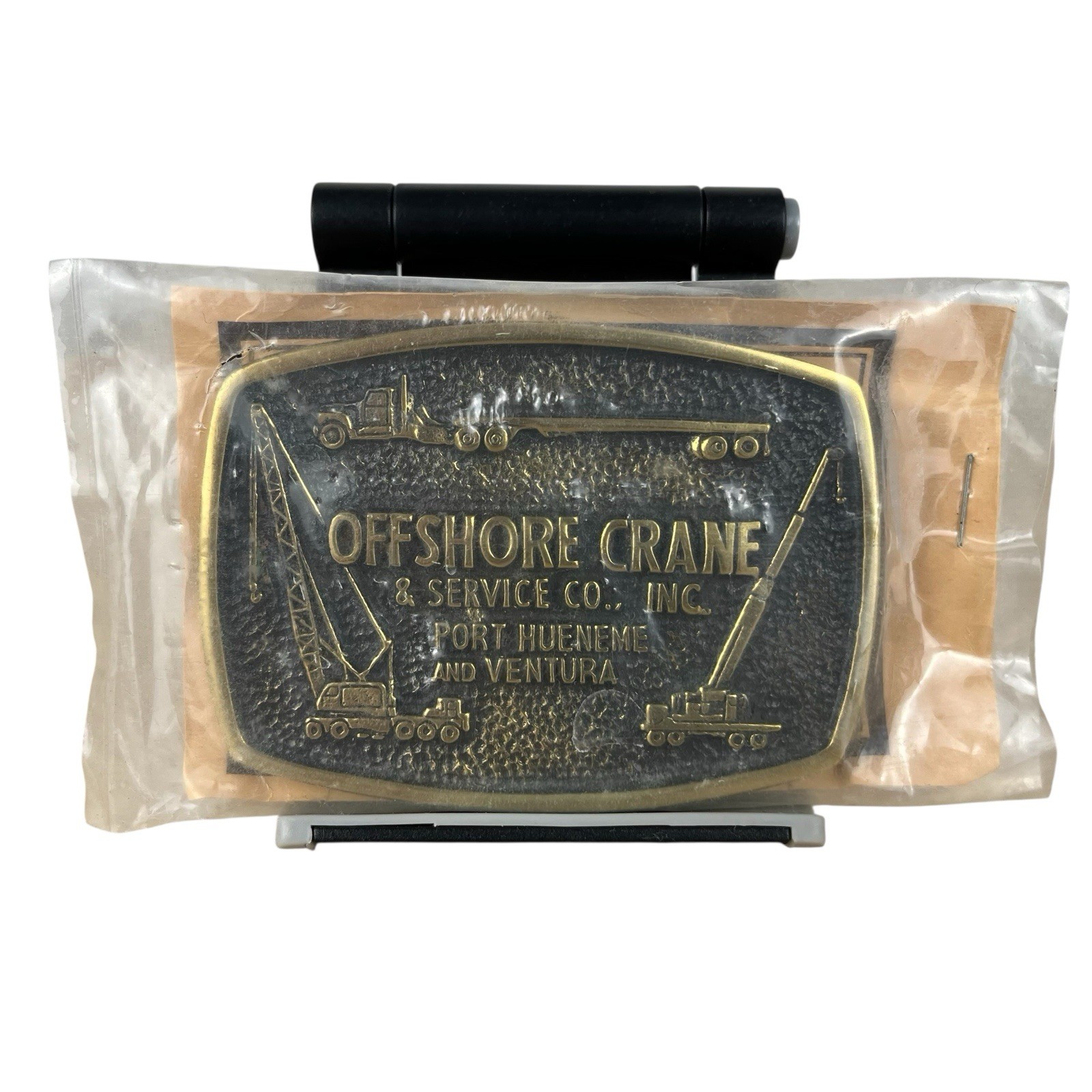 OFFSHORE CRANE Solid Brass belt buckle crane NEW 3-1/2” CONSTRUCTION USA