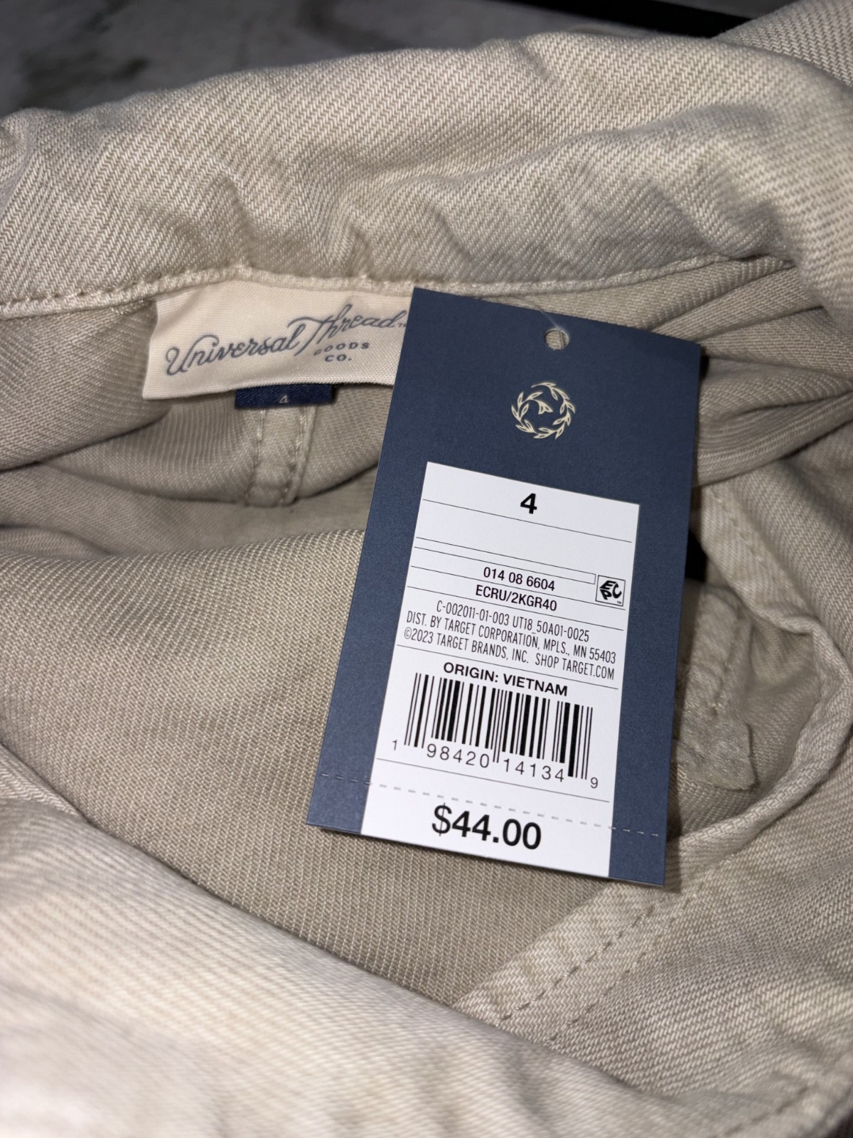 NEW! Universal Thread Cream Long Sleeve Utility Jumpsuit Size 4 Patch Pocket