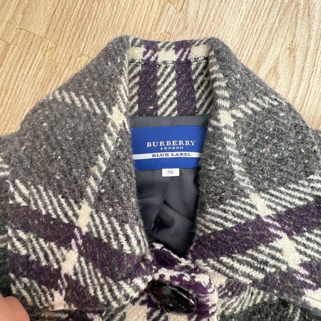Burberry Check Coat Purple Short Length Size 38