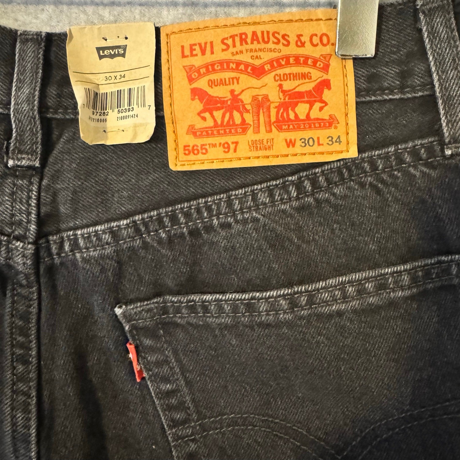NWT Levi’s 565 97 Loose Straight Fit Jeans Men’s Size 30 34 Black Dark Wash