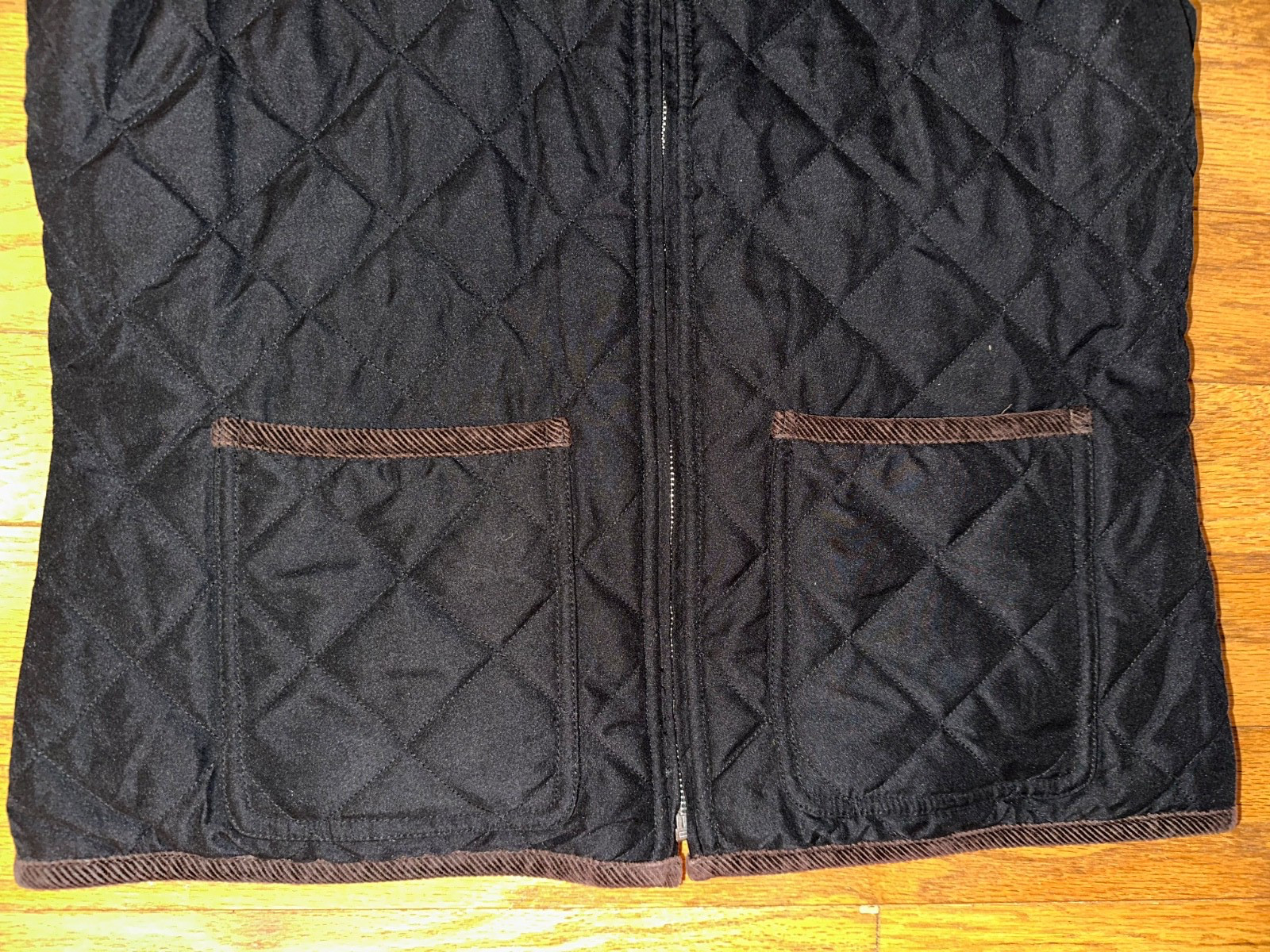 Ralph Lauren Reversible Quilted Vest Women Sz M Brown/Black Full Zip