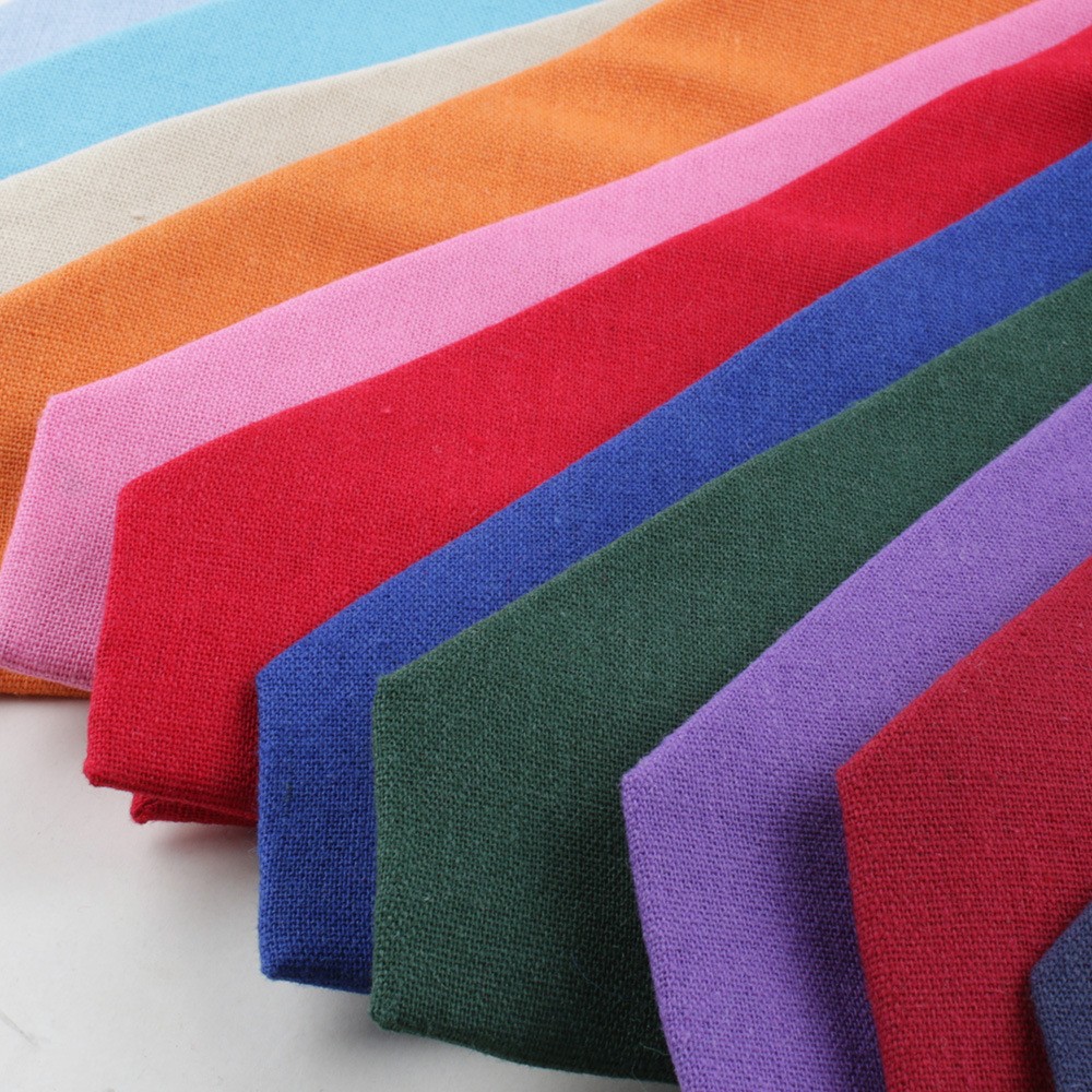 Men Solid 6CM Skinny Linen Cotton Necktie Wedding Party Business Formal Neck Tie