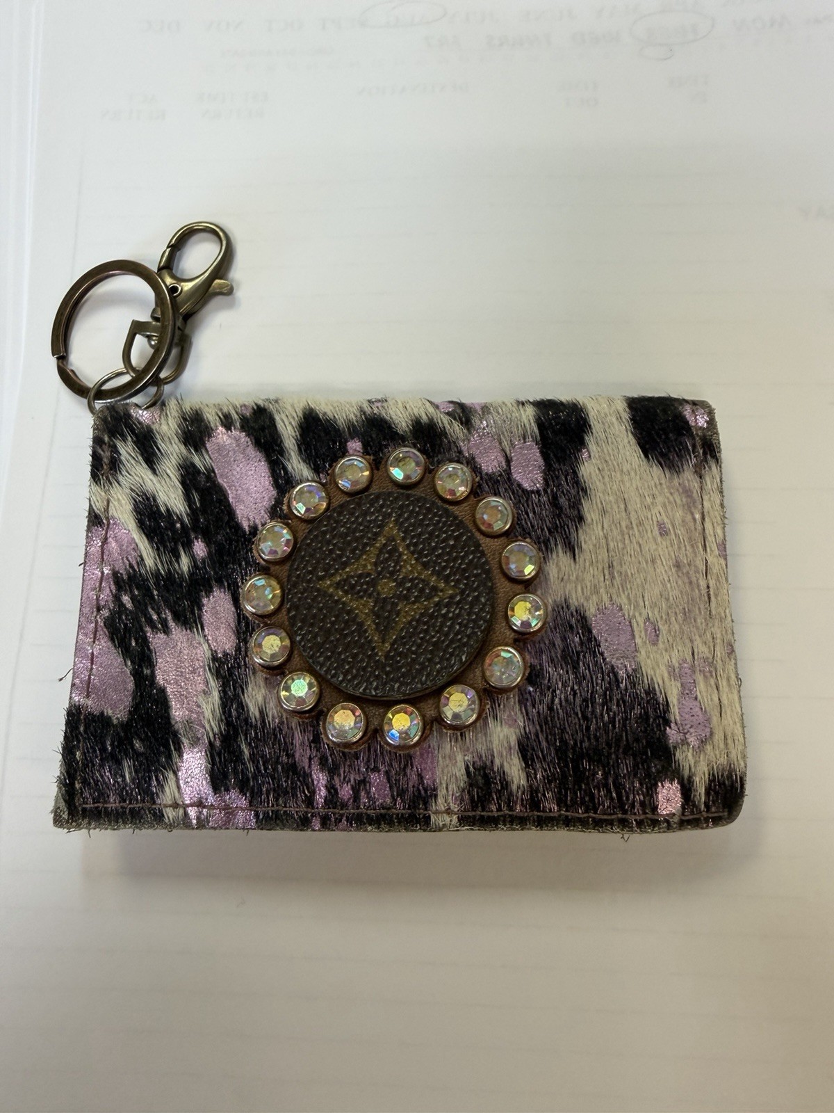 Genuine Leather/Animal Hair Card Holder Keychain Designer Inspired With Logo