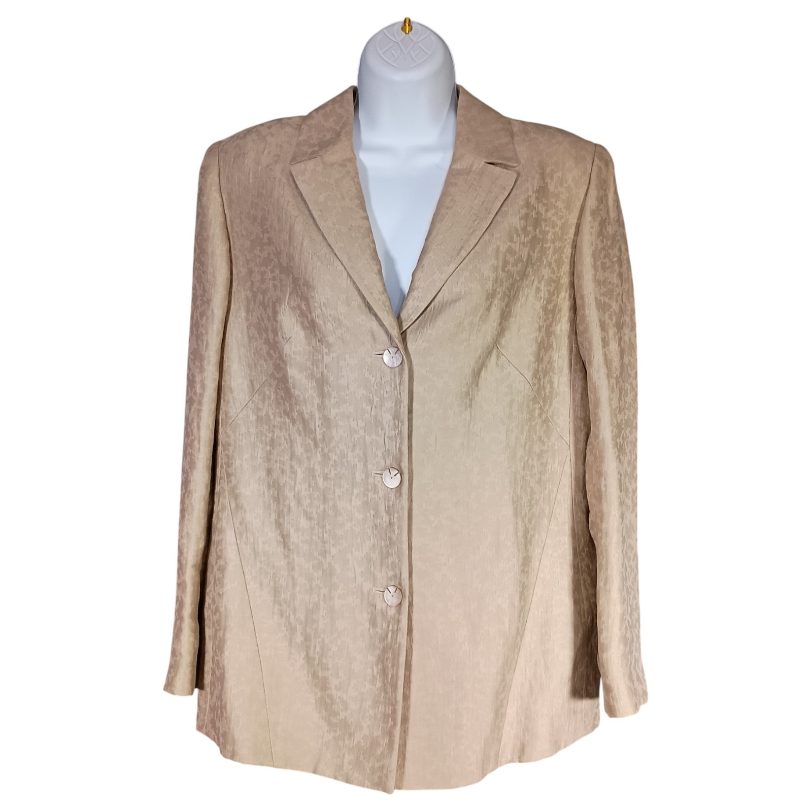 Valentino Jacket 12 Womens Beige Miss V Blazer Linen/Silk/Cotton Coat Button