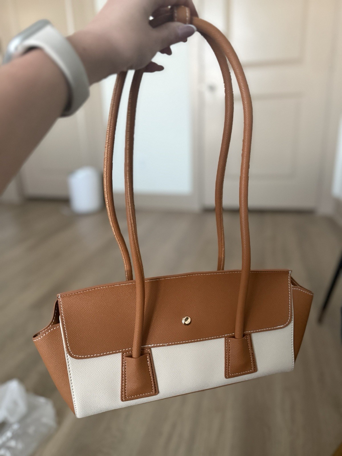 Summer Eco-Leather Shoulder Bag Beige & Brown Women’s