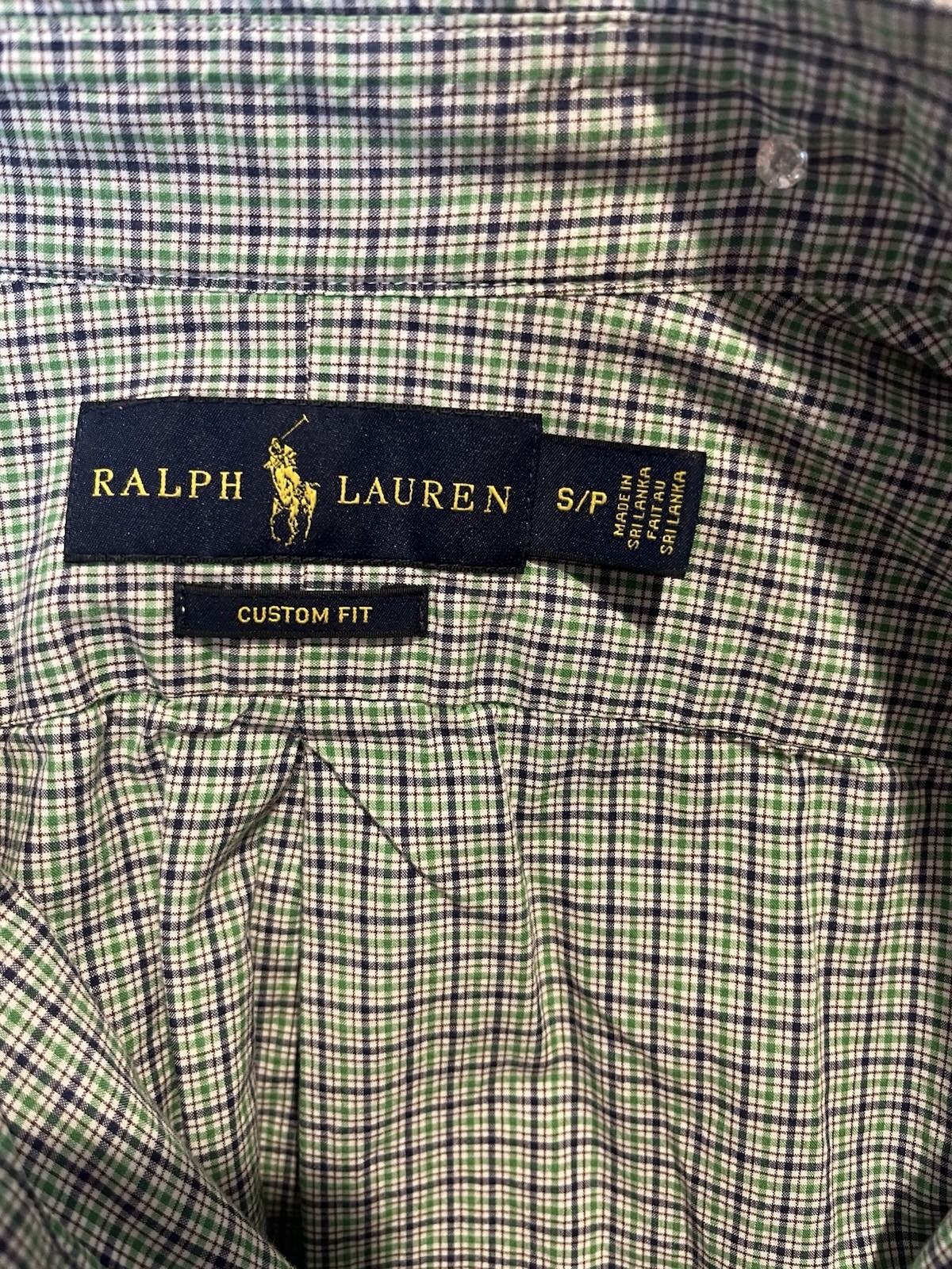 MEN’S POLO RALPH LAUREN BUTTON FRONT SHIRT CUSTOM FIT S/P BLUE LOGO 26/20/18