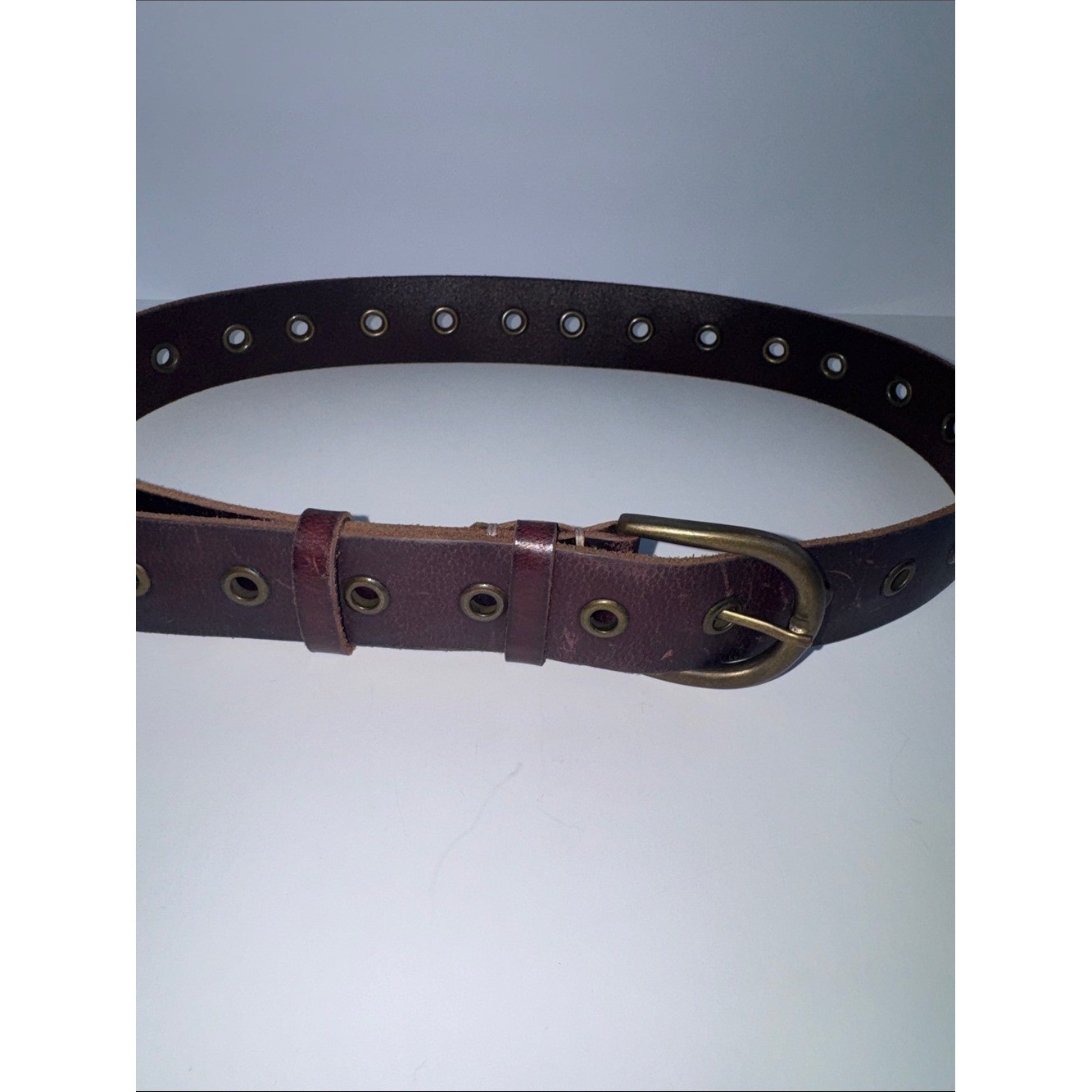 Frye 1.5″ Chocolate Brown Leather Belt Medium Brass Hardware
