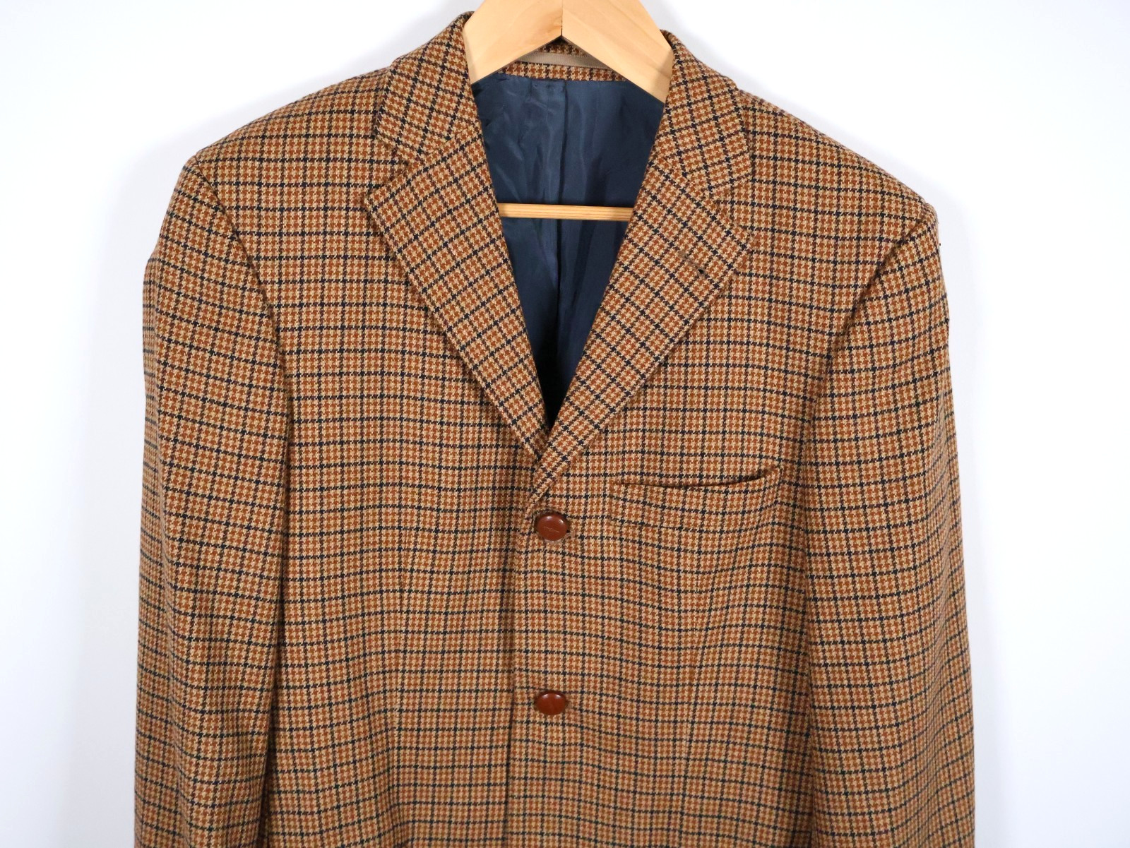 Strellson Cashmere Wool Sport Coat Men’s 40 Brown Houndstooth 3 Button Jacket