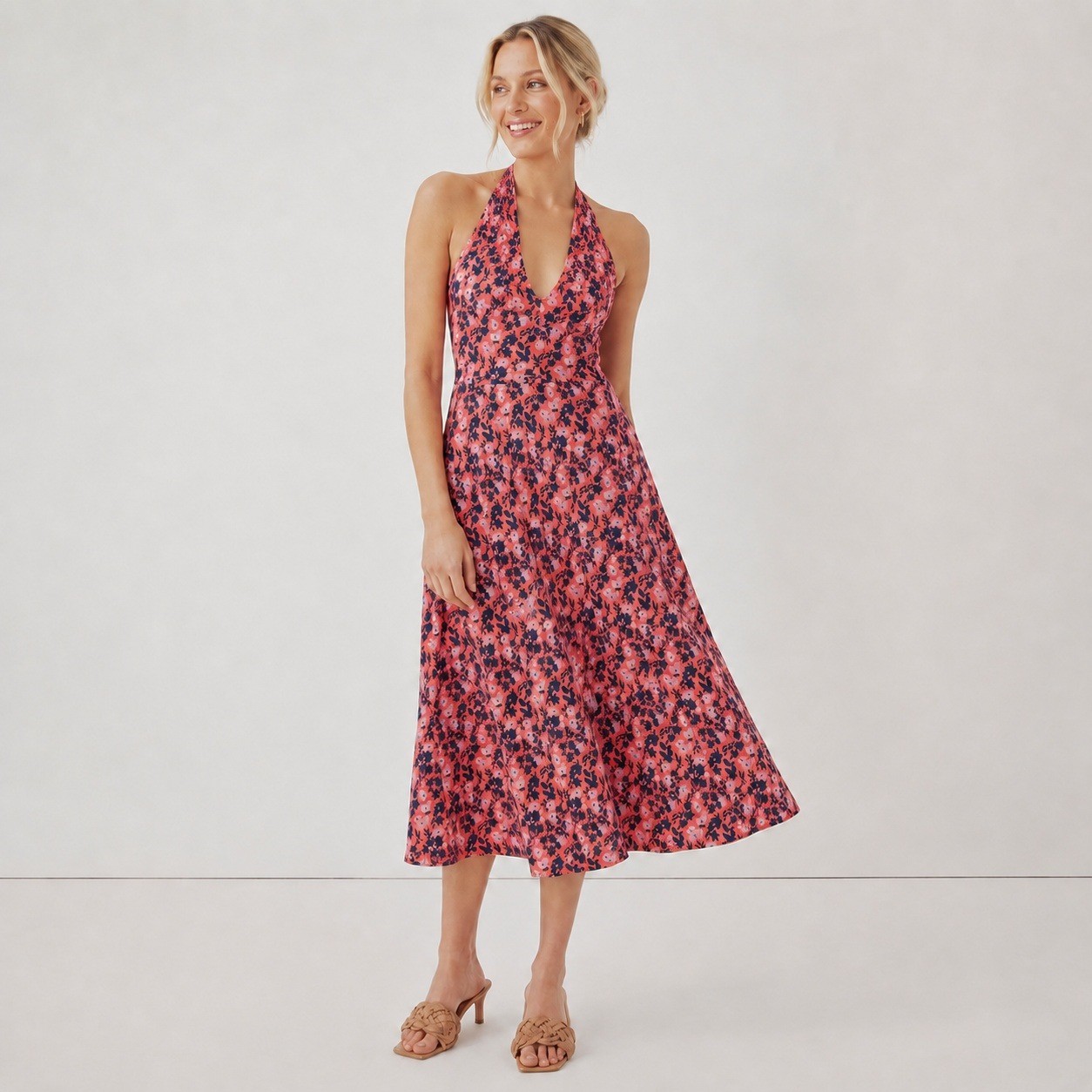 Pact Fit & Flare Modern Halter Midi Dress XL Pockets Sustainable Resortwear