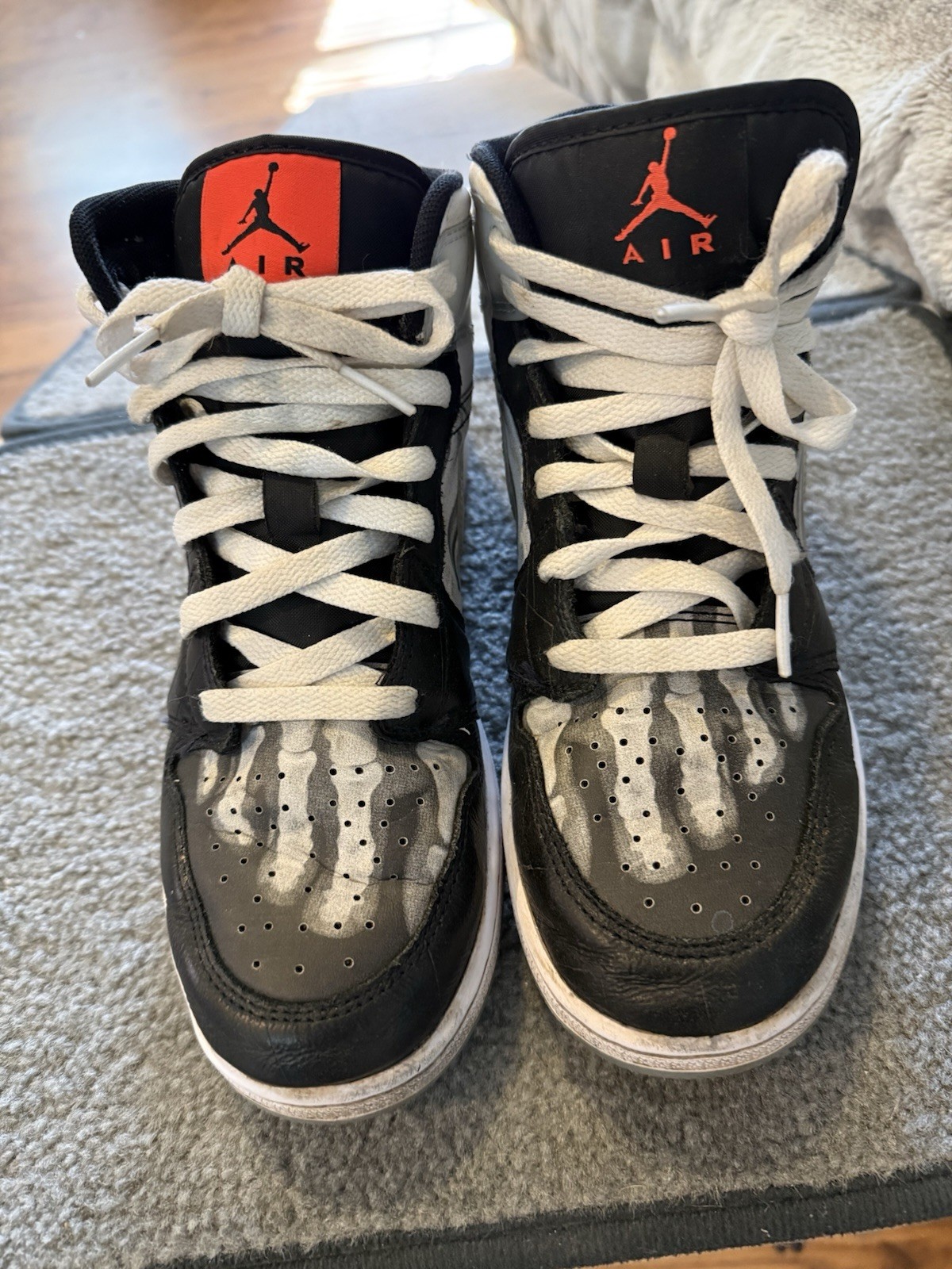 Nike Air Jordan 1 Mid SS (GS) Shoes “X-Ray” Black Ice Blue Size Y 6.5