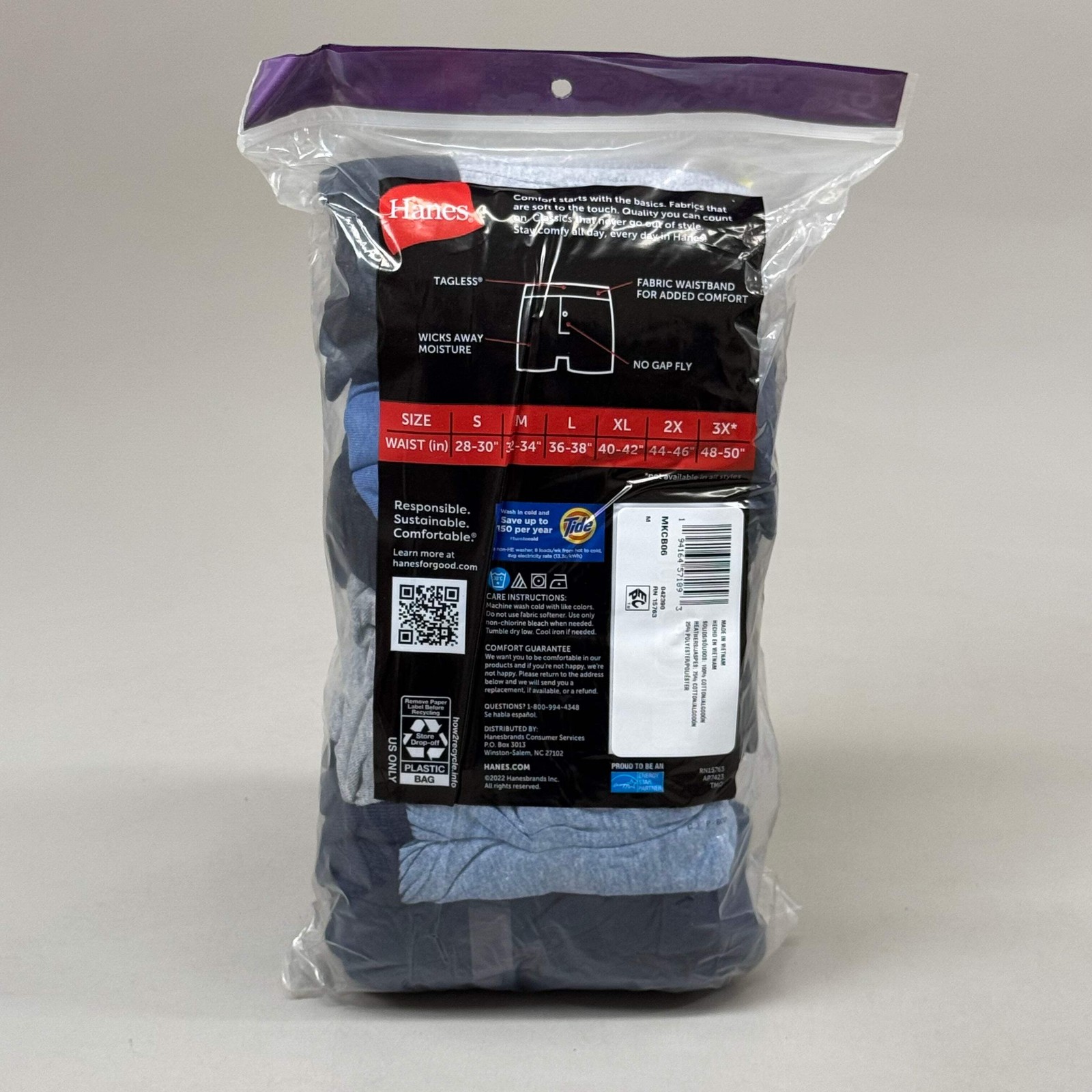 HANES (6 PACK!) Men’s Boxer Briefs Sz M 32-34″ Black/Blue/Grey MKCB06