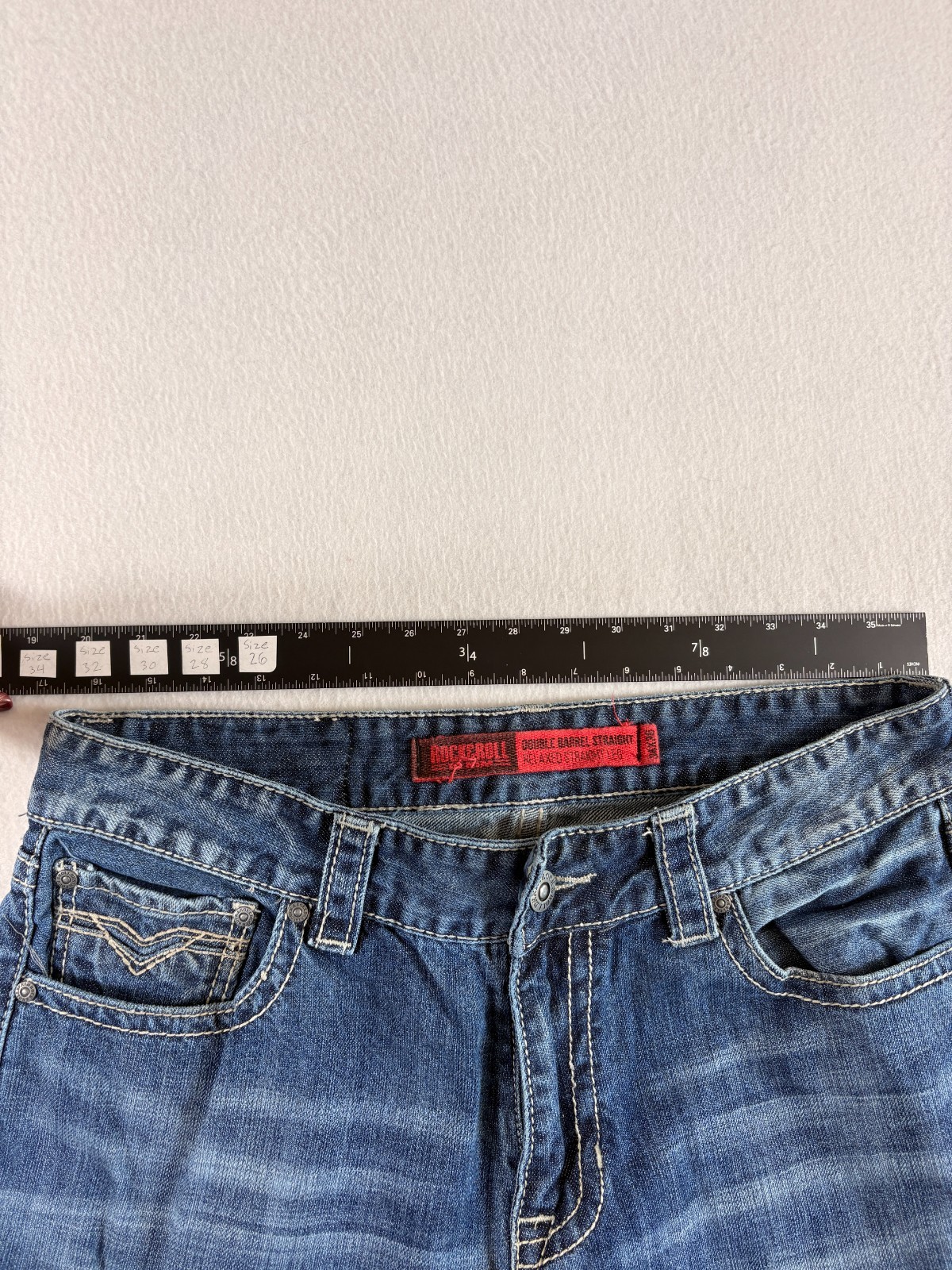Rock & Roll Double Barrel Relaxed Straight Leg Jeans Mens 34×36 (33×33.5) Blue