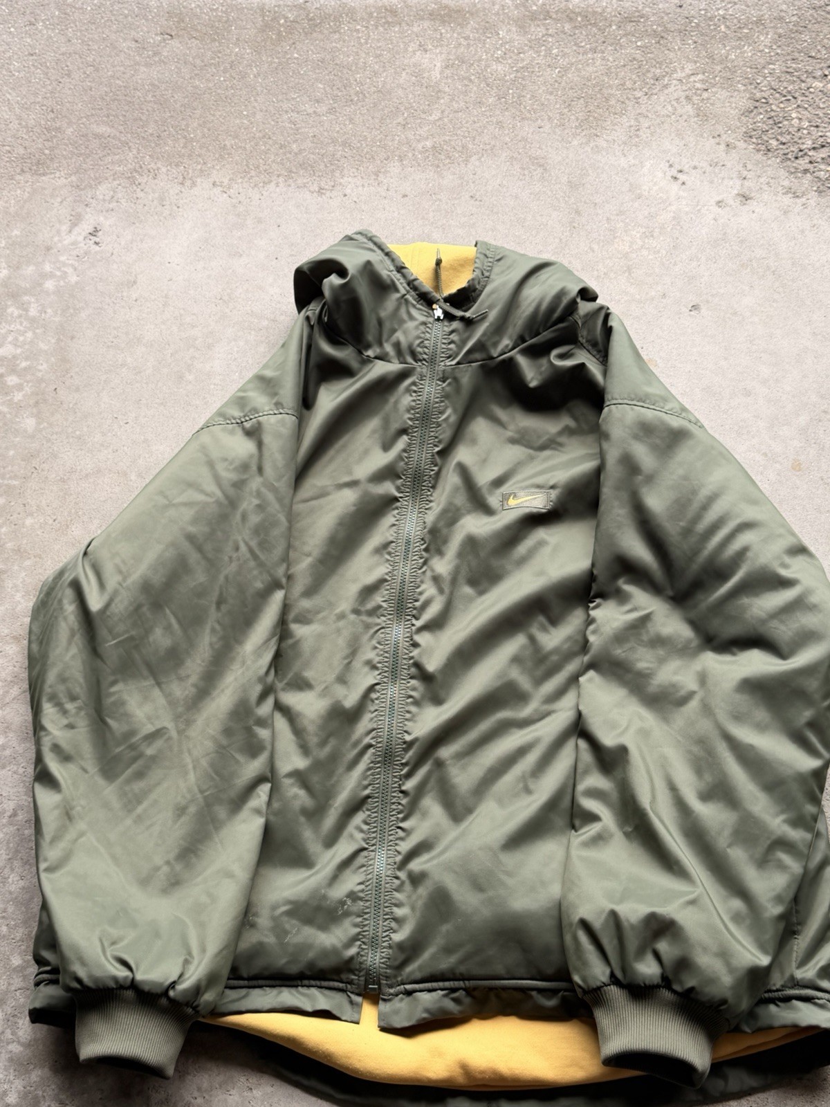 Nike Men’s L Reversible Hooded Full Zip Jacket w/ Pockets Green Yellow