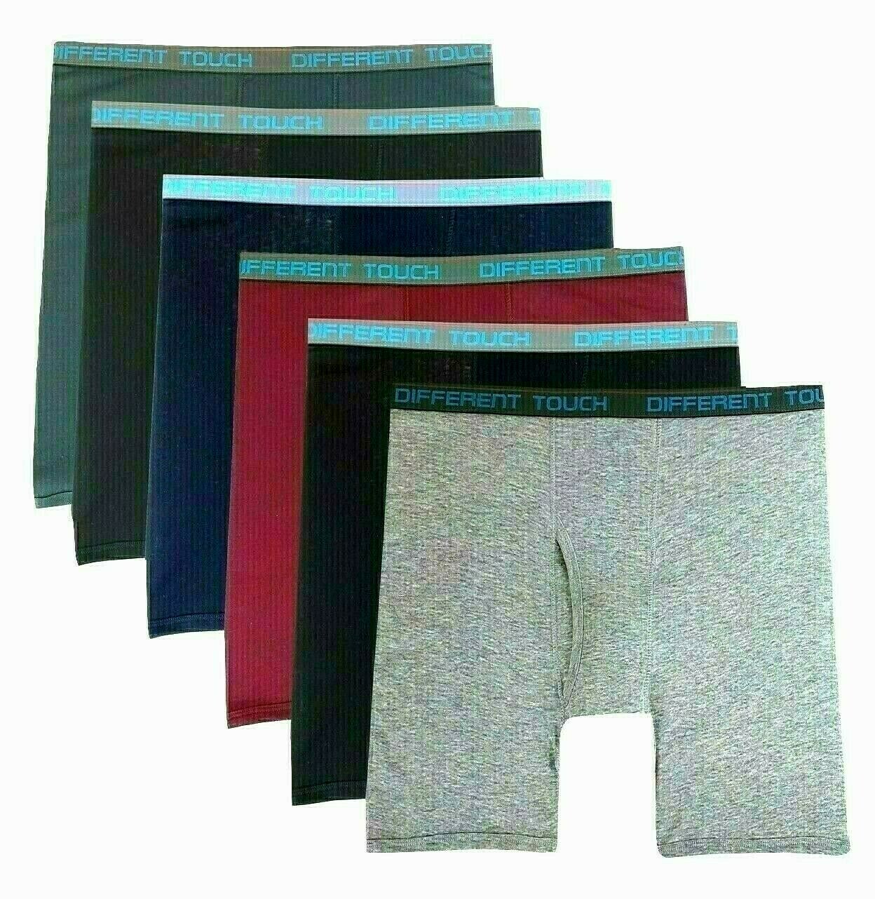 6 pack DIFFERENT TOUCH Mens LONG LEG Boxer Brief Underwear MIX COLOR 3X-4X-5X-6X