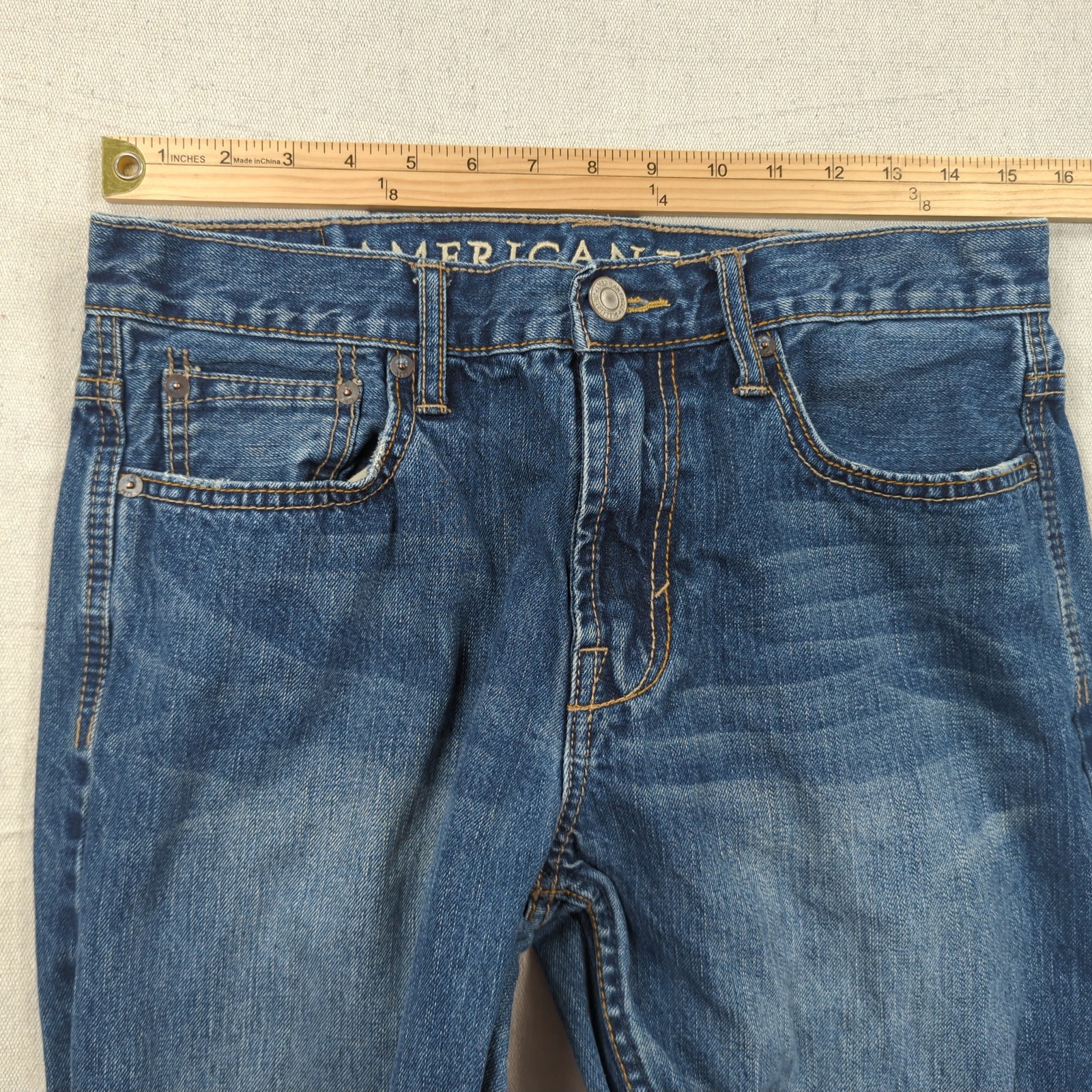 American Eagle Jeans Mens 30×32 Blue Boot Cut Western Cowboy Faded