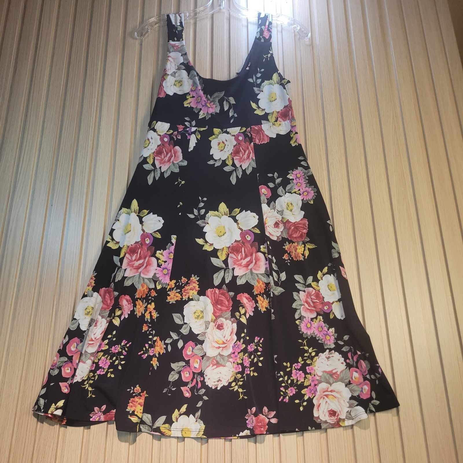 Connected Apparel Navy Blue Floral Sleeveless A-Line Dress TJA71594M Womens 10