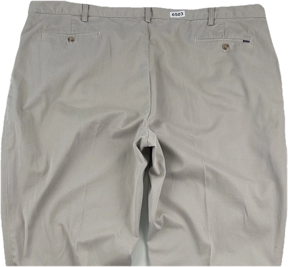 Polo Ralph Lauren Pleated Chino Pants Men 49×30 Tag 50B Big Tan Oatmeal Classic