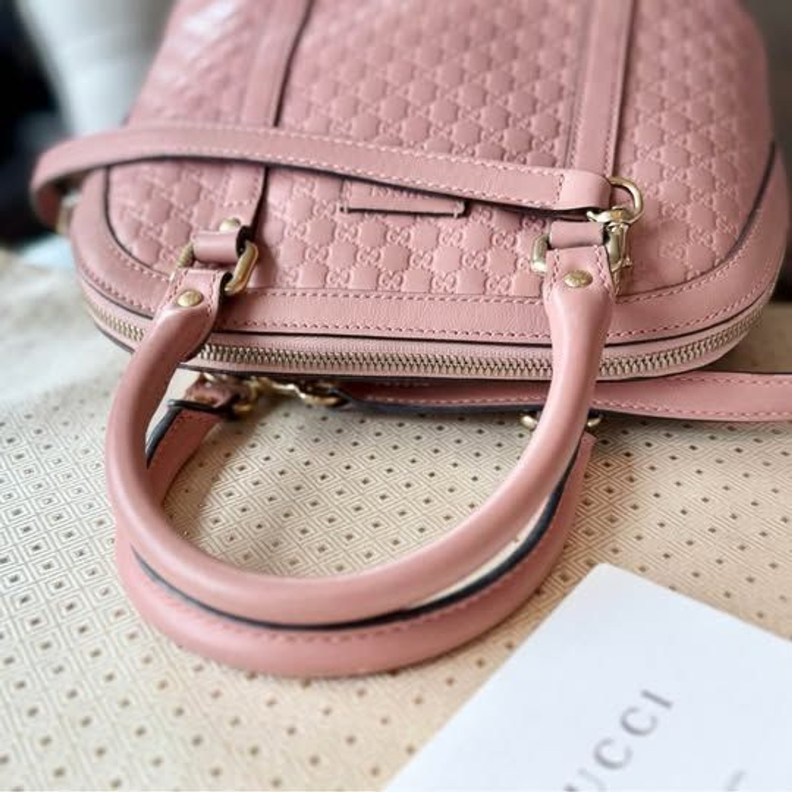 💗 Gucci Guccissima Pink Leather Mini Dome Bag Crossbody + dustbag Authentic 💗