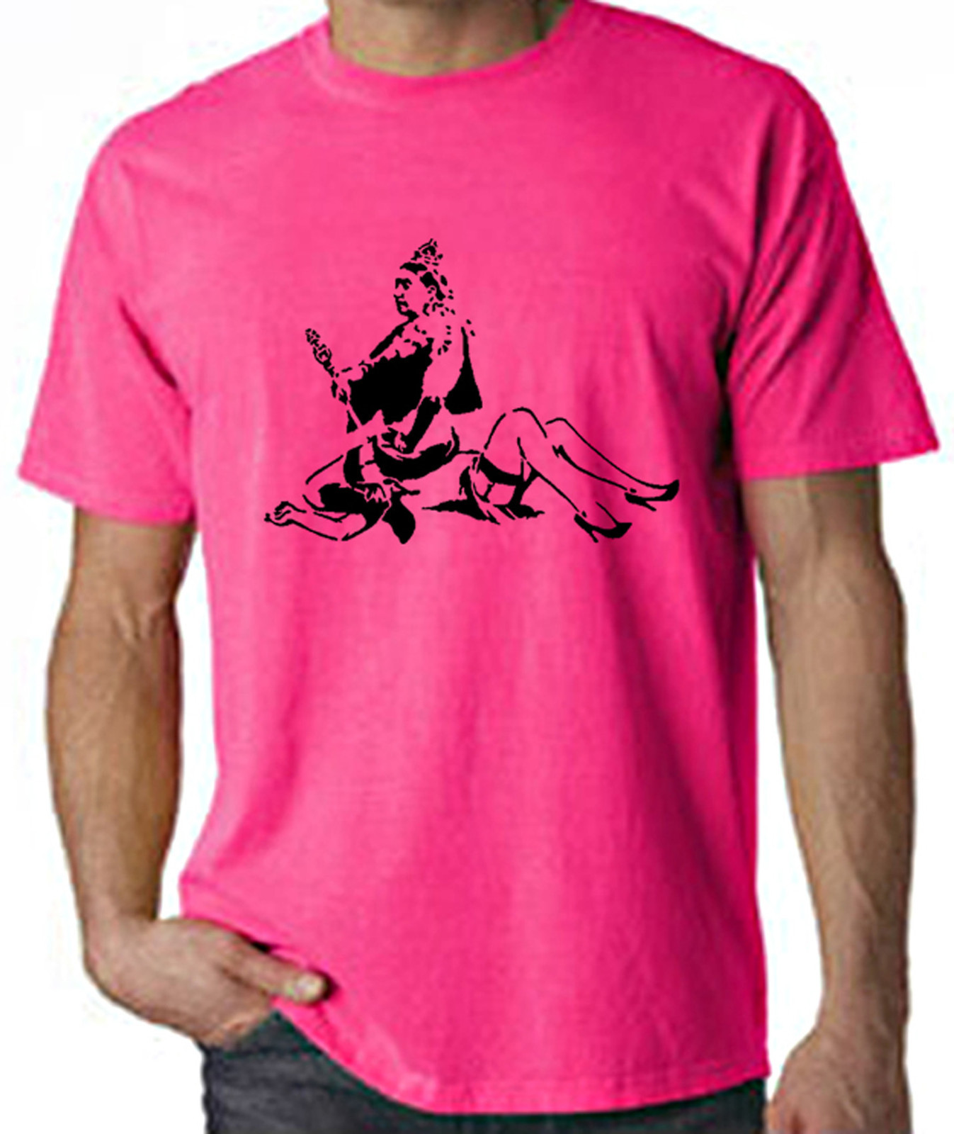 BANKSY QUEEN VICTORIA NEON T-SHIRT – Porn Lesbian – Choice Of Colours FREE P&P
