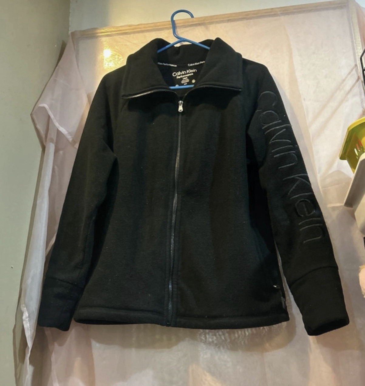 Calvin Klein Performance Women’s Black Full Zip Logo Jacket Regular Fit L/G