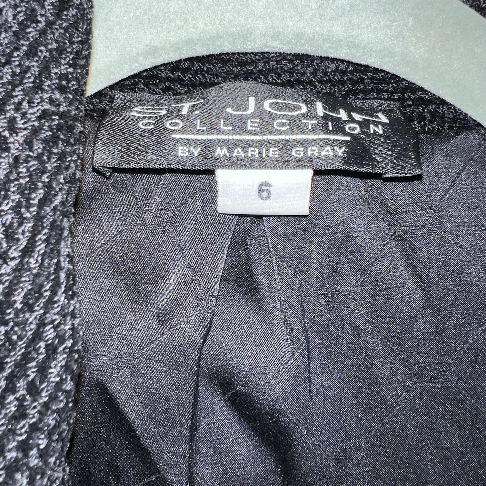St John Collection By Marie Gray Full Zip Chenille Jacket Coat-Black-Size 6