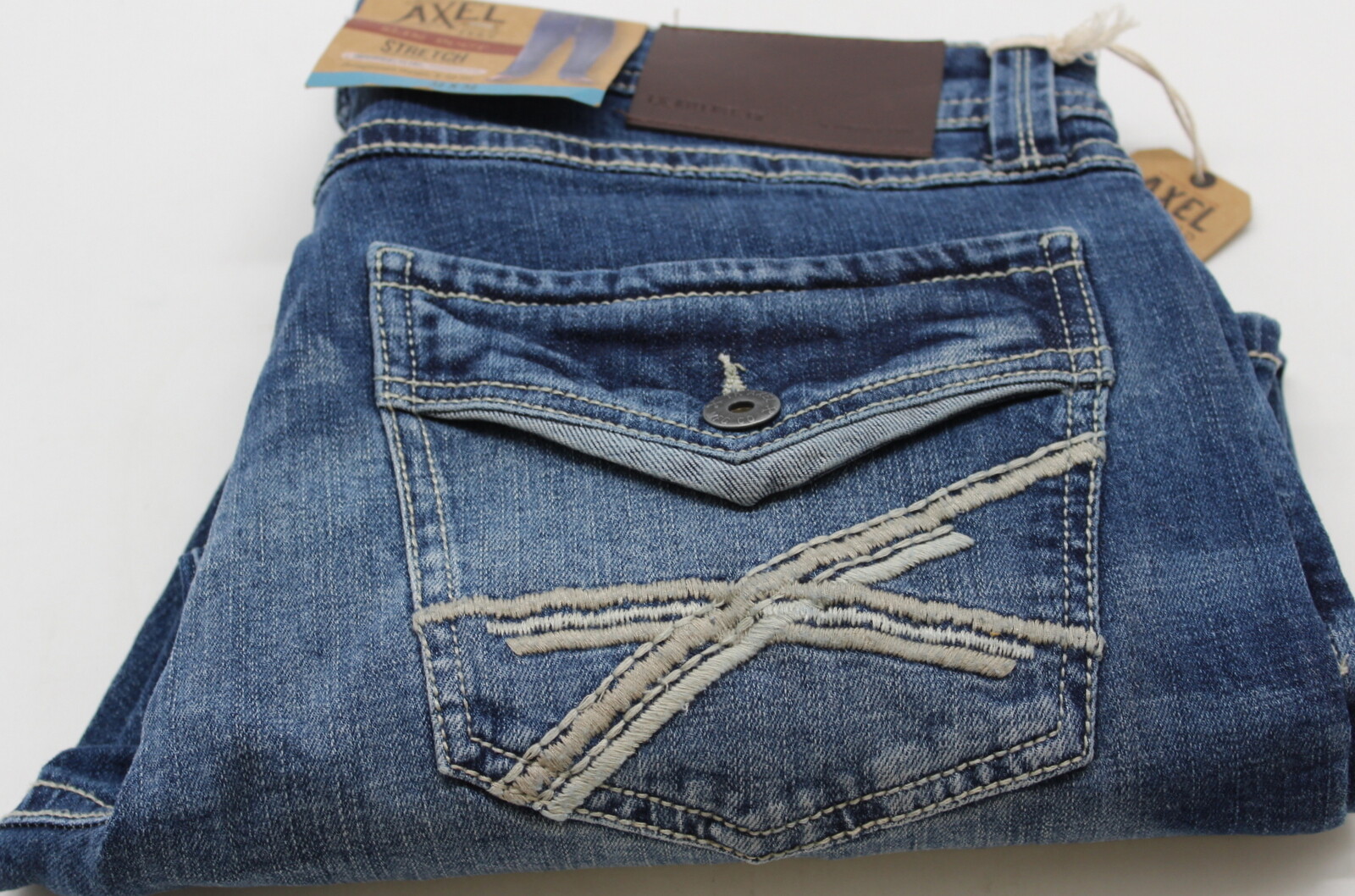 T K Axel Men’s Slim Bootcut Stretch Jeans Dark Wash 40 X 30 40X30 Blue New Boot