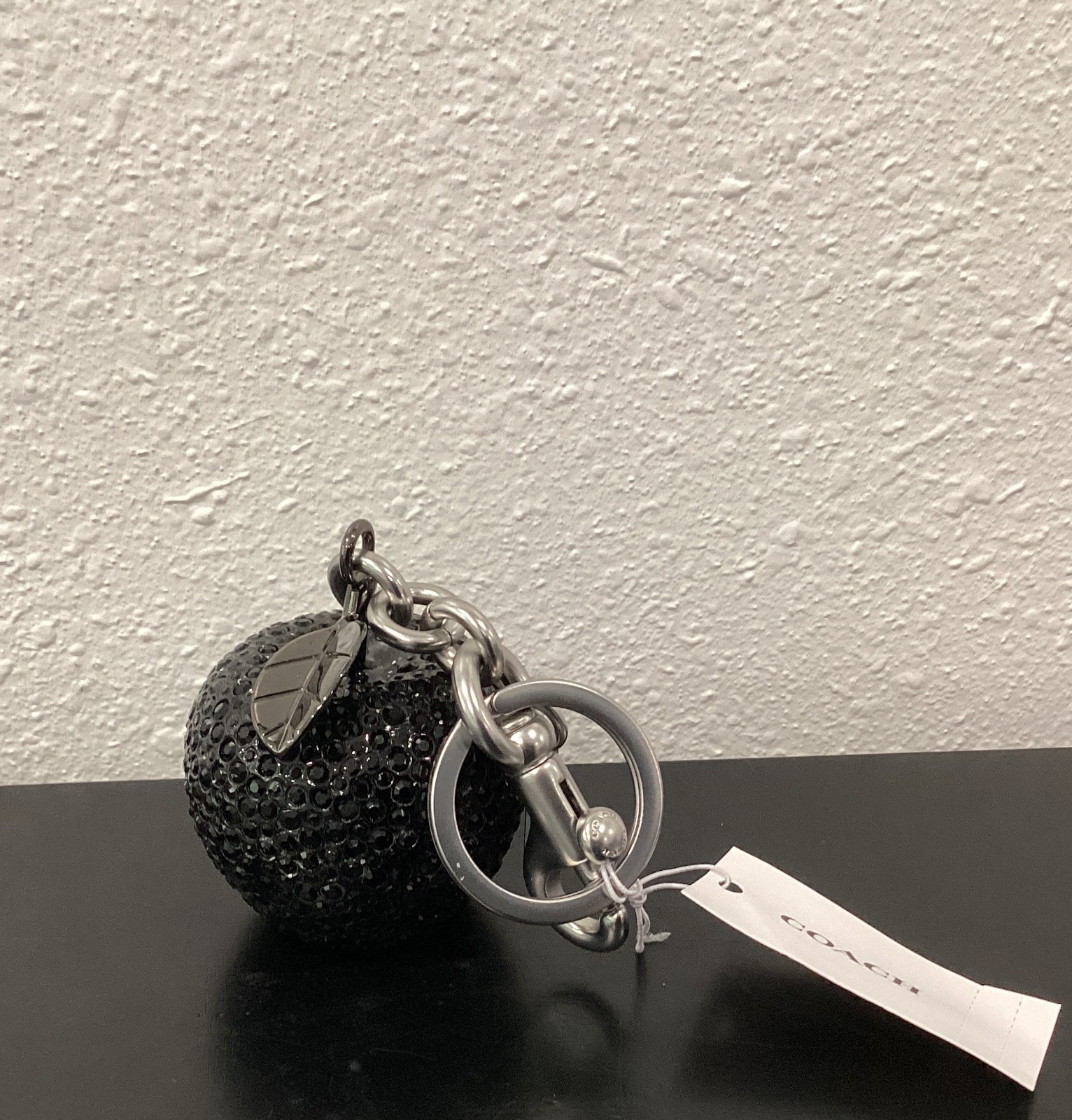 Coach Crystal Apple Black Bag Charm Keyring CCD29 2.0″ x 2.0″ Weighs 4.3 oz.