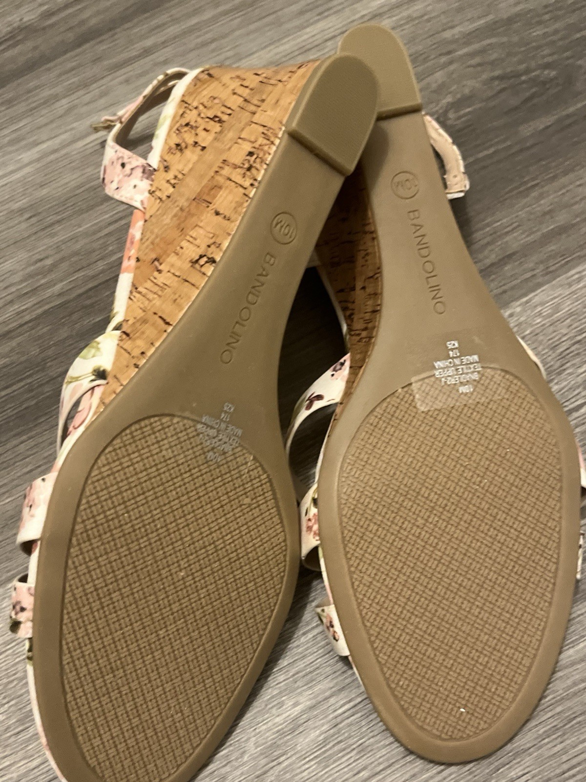 Bandolino Adler Floral Cork Wedge Sandals Women’s Size 10M Ankle Strap New