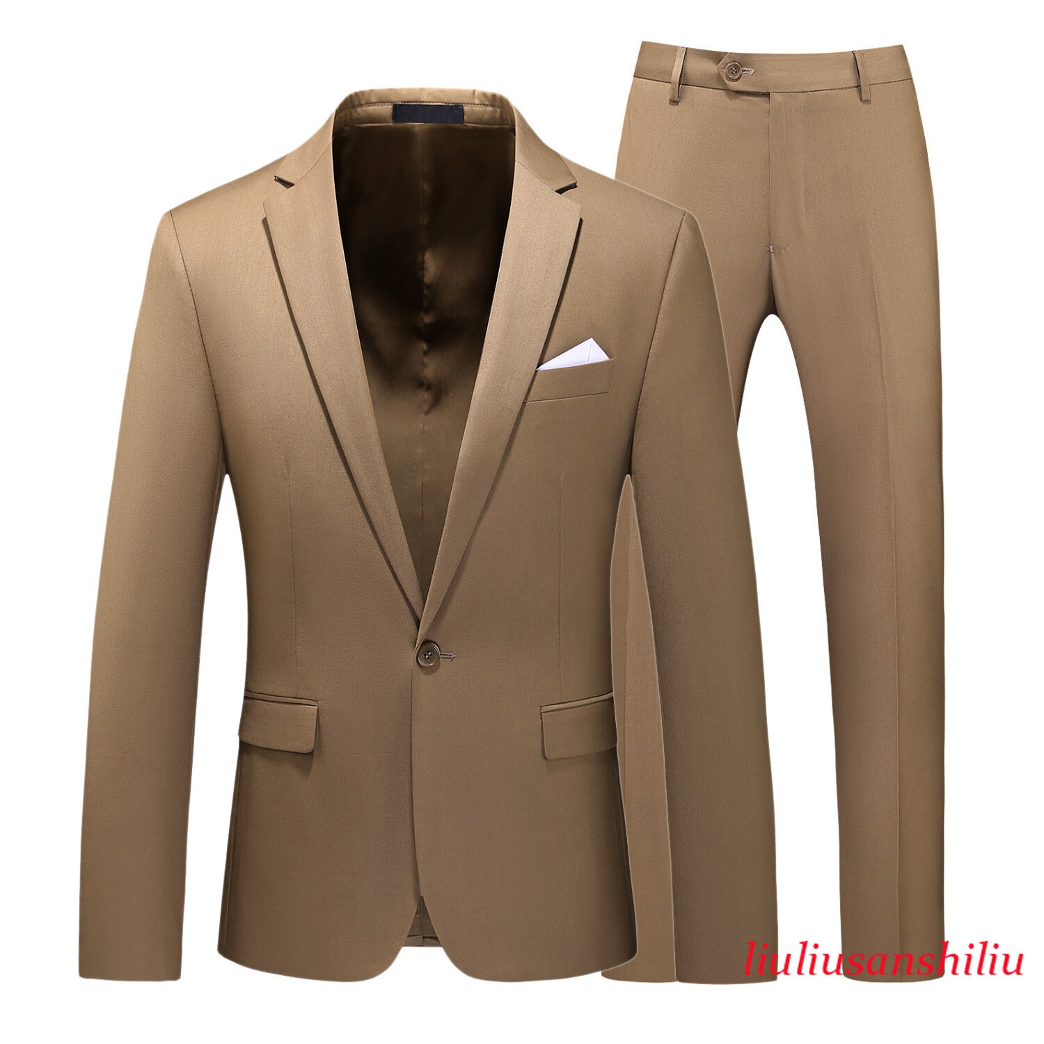 Men’s One Button Formal Suits 2pcs Blazer Jacket Pants Slim Party Grooms Wedding