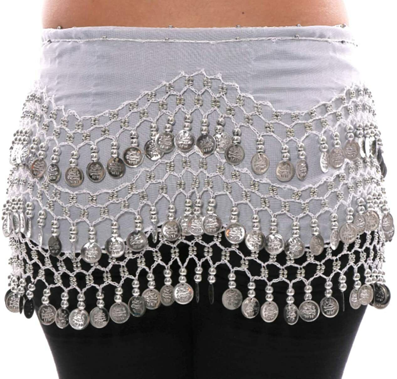 Women’s 3 Rows Belly Dance Waist Chain Belt Hip Wrap Scarf Belly Dancing Costume
