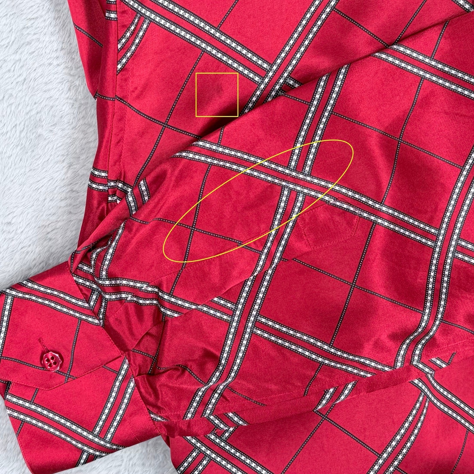 Stefano Ricci 100% Silk Button Up Shirt Mens Medium Red Geometric Italy Luxury