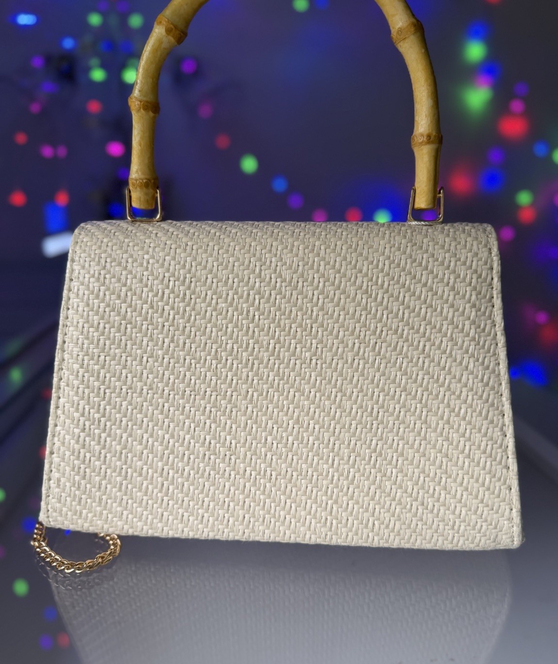 NWT Tommy Bahama Woven Raffia Bamboo Handle Satchel Crossbody bag Natural Beach