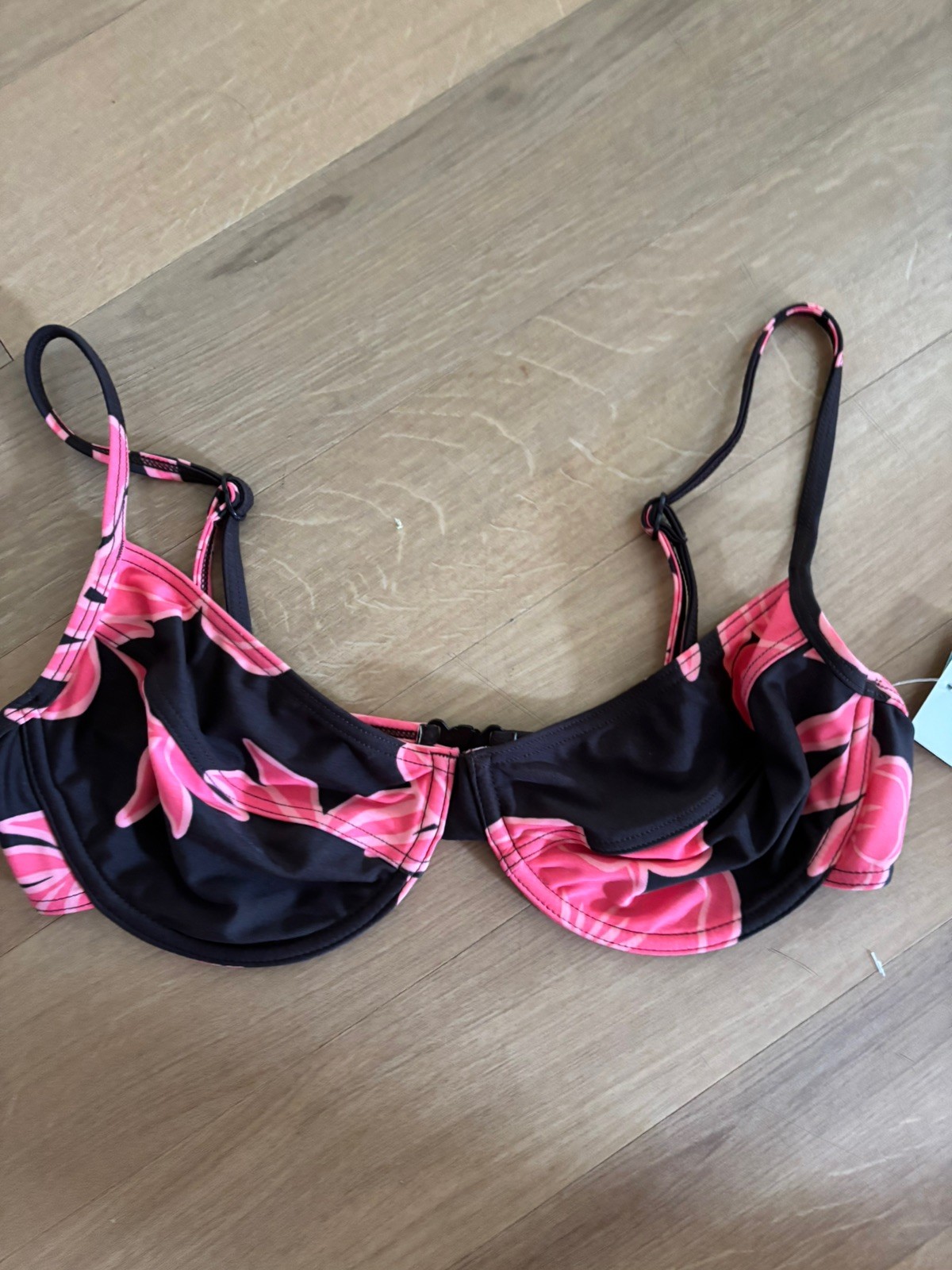 BNWT Seafolly brown & pink floral underwired bikini top size uk16