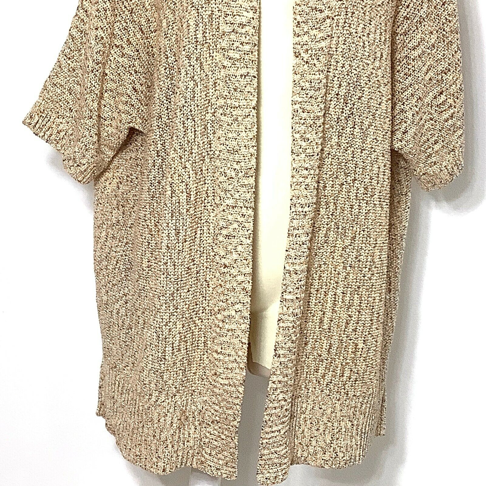 NEW Lane Bryant Open Front Cardigan Sweater Womens Sz 14/16 Gold Tan Brown Beige