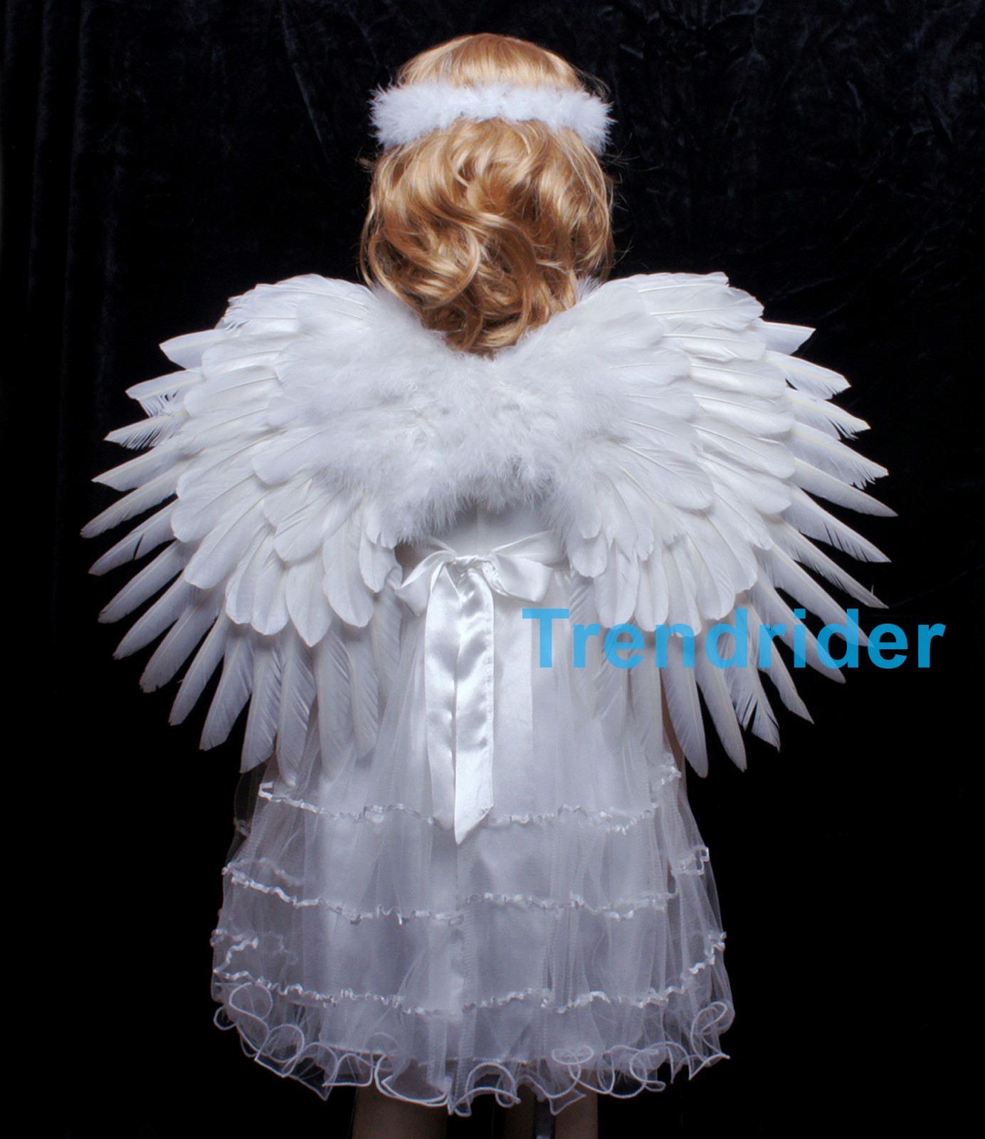 Children’s White Feather Angel Wings Halo Pointing Up or Down 4-piece Value Pack
