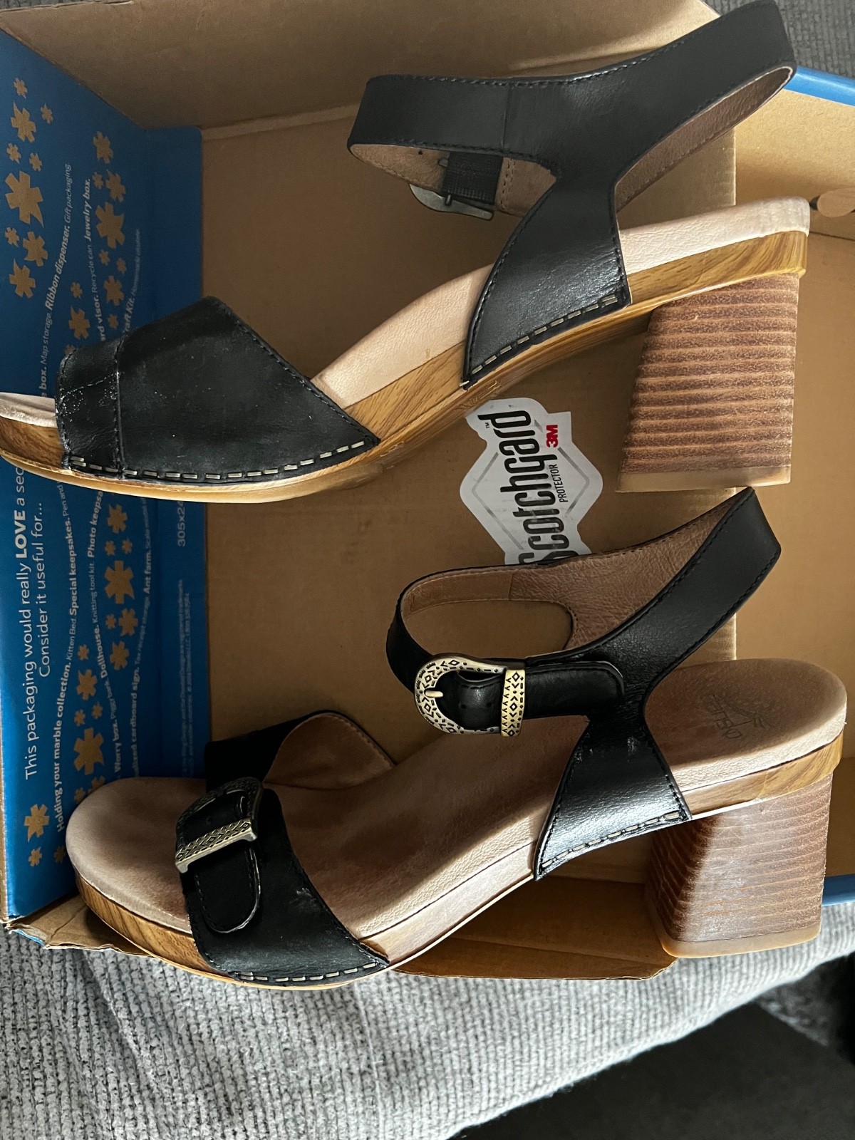 Dansko: Anna Burnished Calf Black Strappy Heeled Sandal
