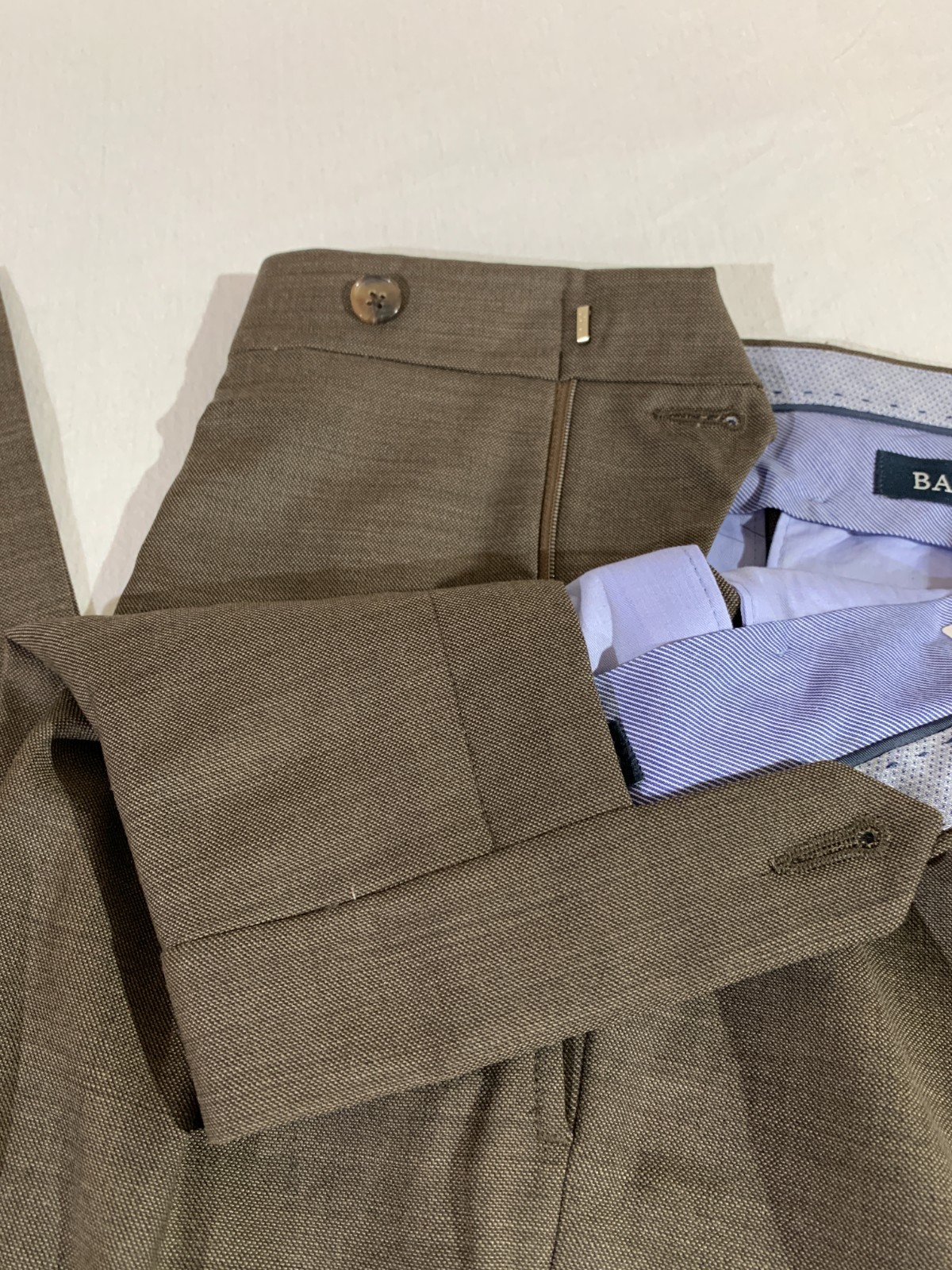 BALLIN MANCHESTER Pleated Dress Pants Men’s 38 BROWN Super 110’s Wool
