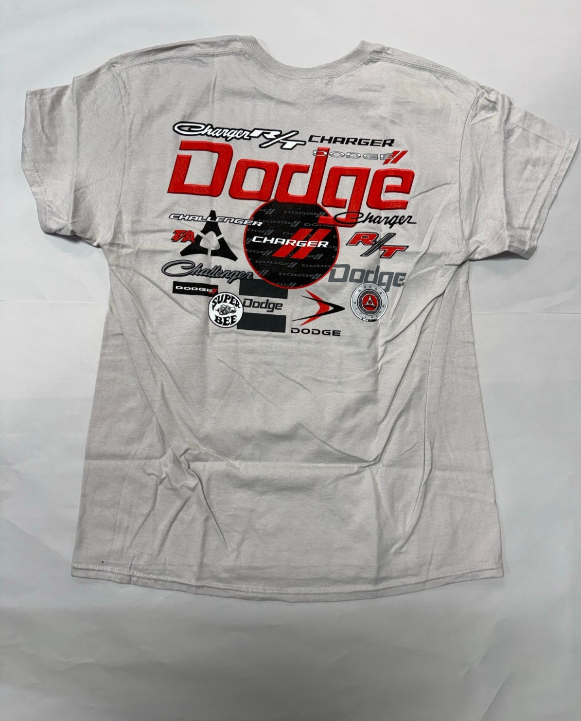 DODGE ALL OVER LOGO Gray T-Shirt (Licensed) Charger Challenger R/T Super Bee