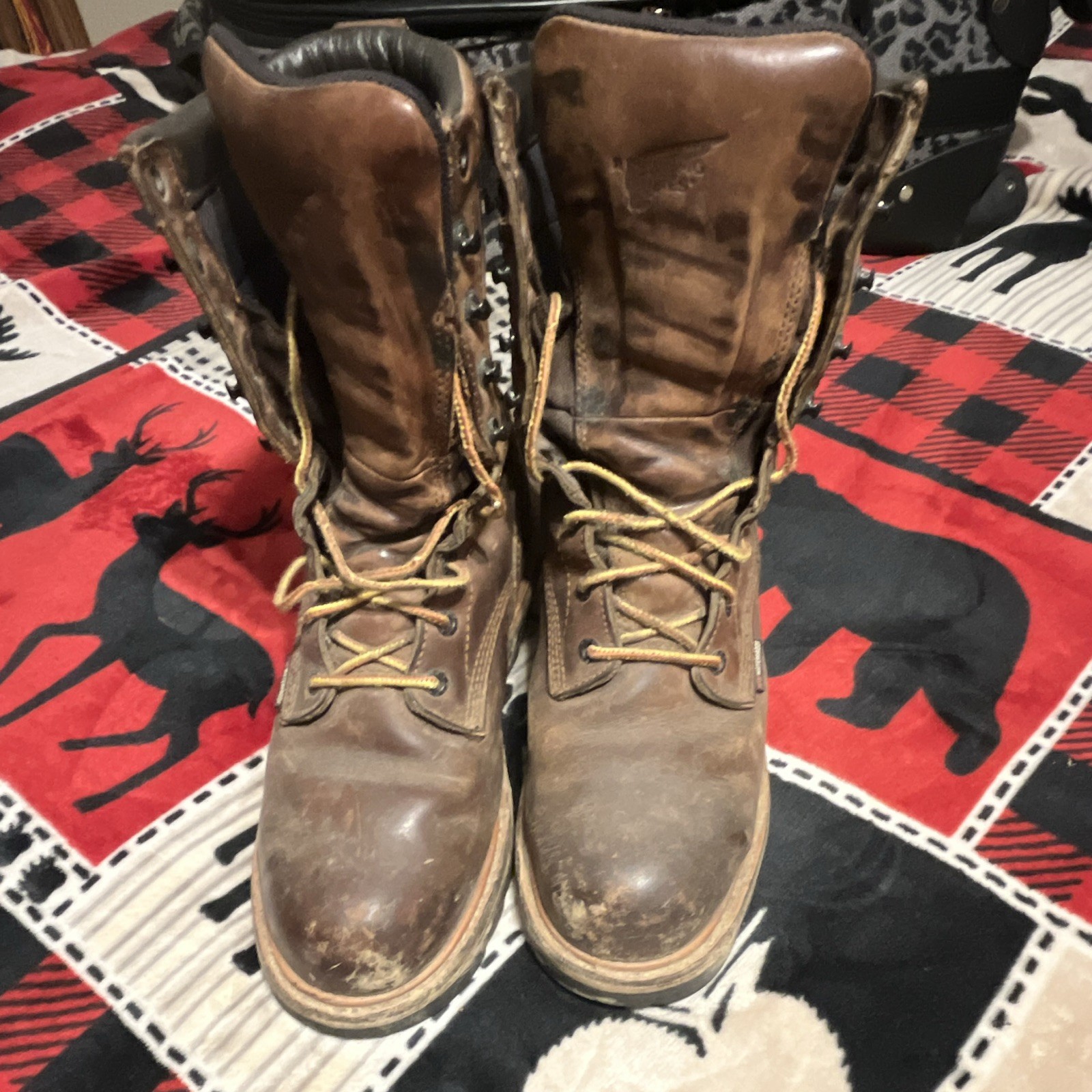 Red Wing Shoes Men’s Brown Leather Steel Toe Lace-Up Work Boots US 7 D