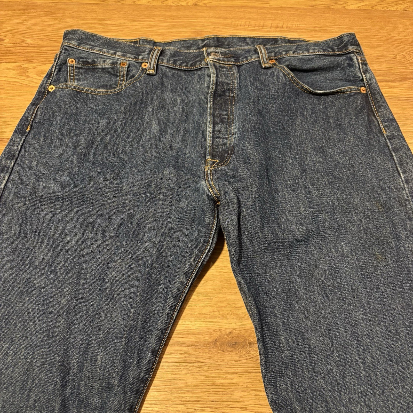 Levis 501 Jeans Men 38×36 Original Fit Blue Dark Stonewash Denim Button Fly 0194