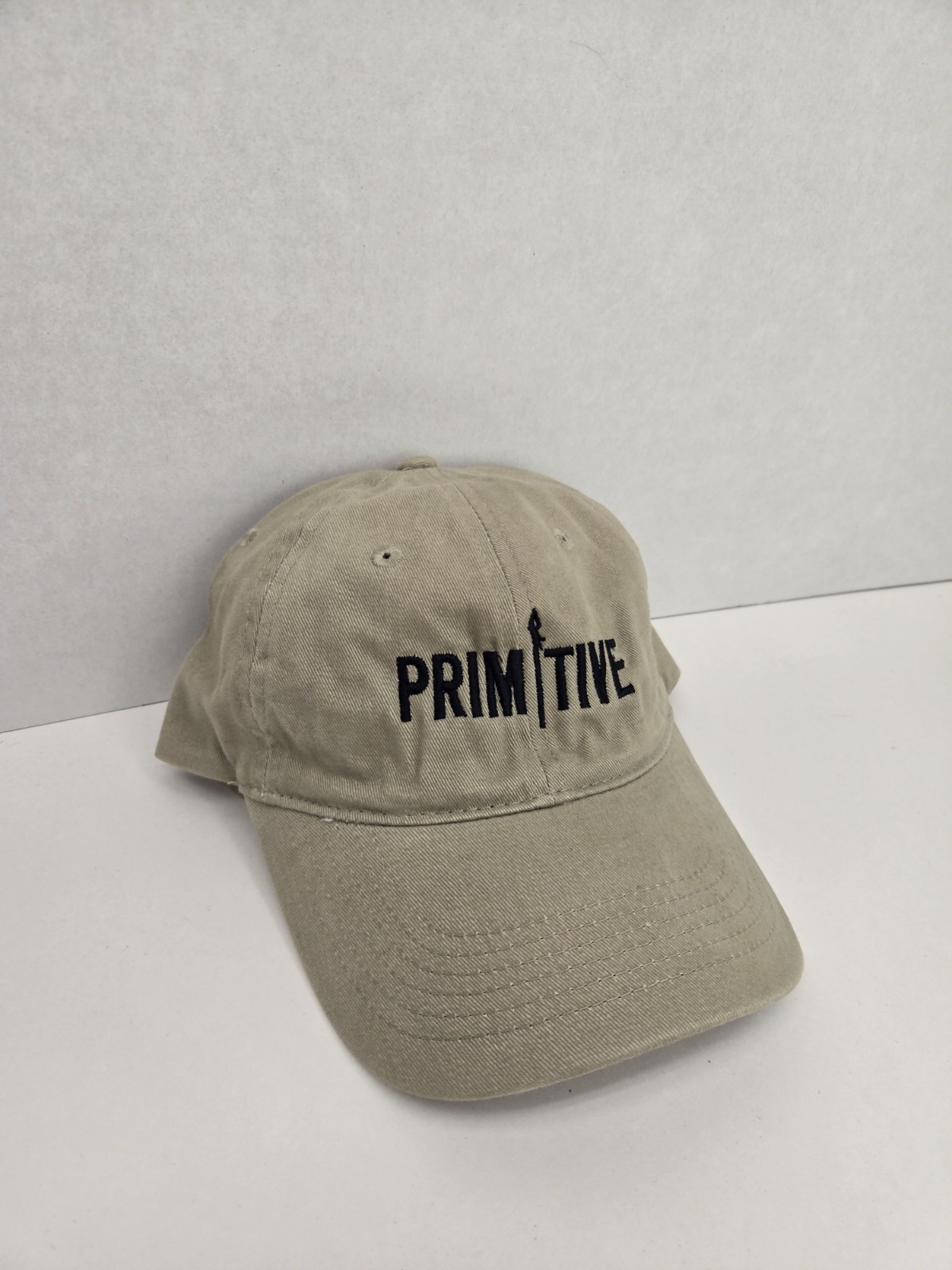 Primitive Tan Khaki Strapback Baseball Hat Outdoor Nature Camping Spellout Cap
