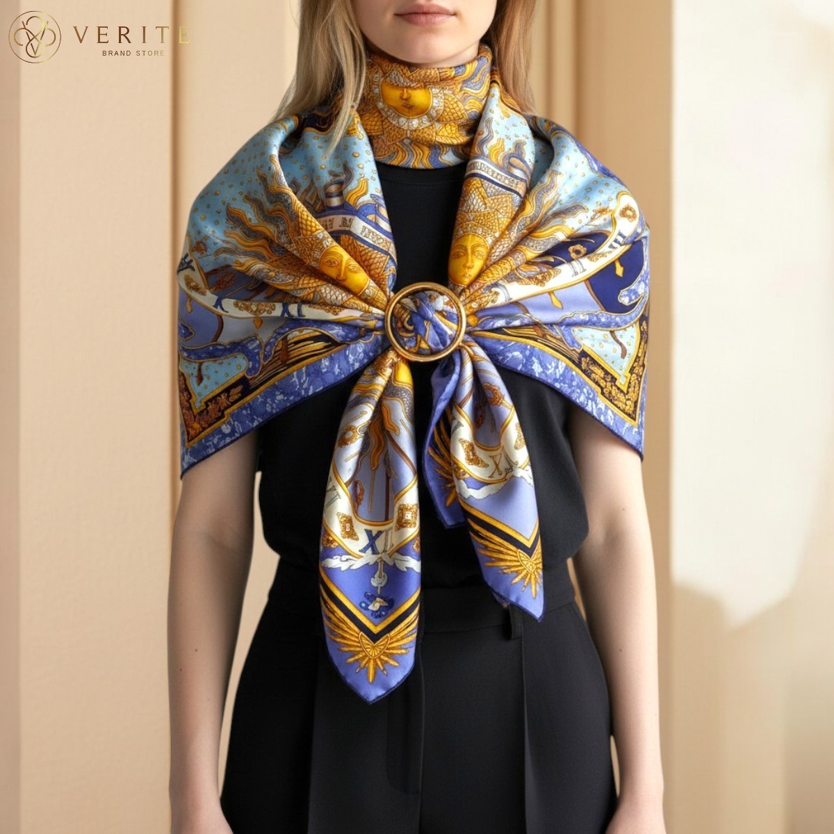 RARE VINTAGE HERMES Silk Scarf “Carpe Diem” Carre 90 designed by Joachim Metz