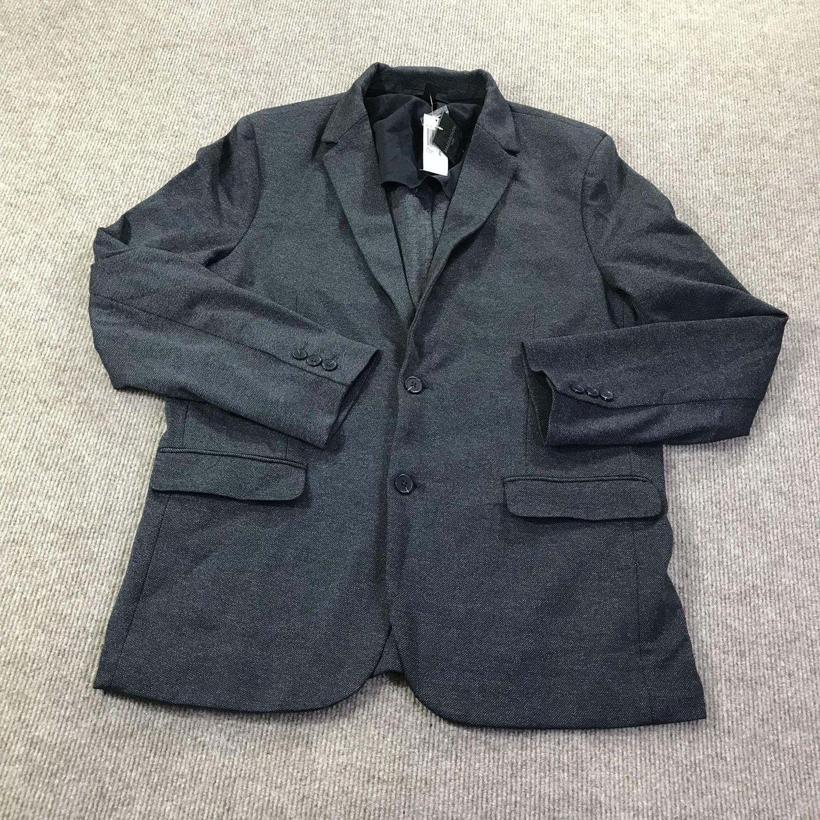 Magaschoni Blazer Mens 42 Navy Gray Multi Sport Coat Polyester Nylon Rayon New