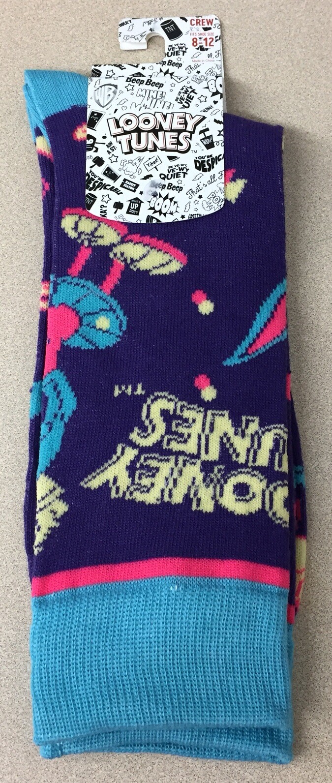 Retro Looney Tunes Cartoon Men’s Novelty Crew Socks Size 6-12 New AR157
