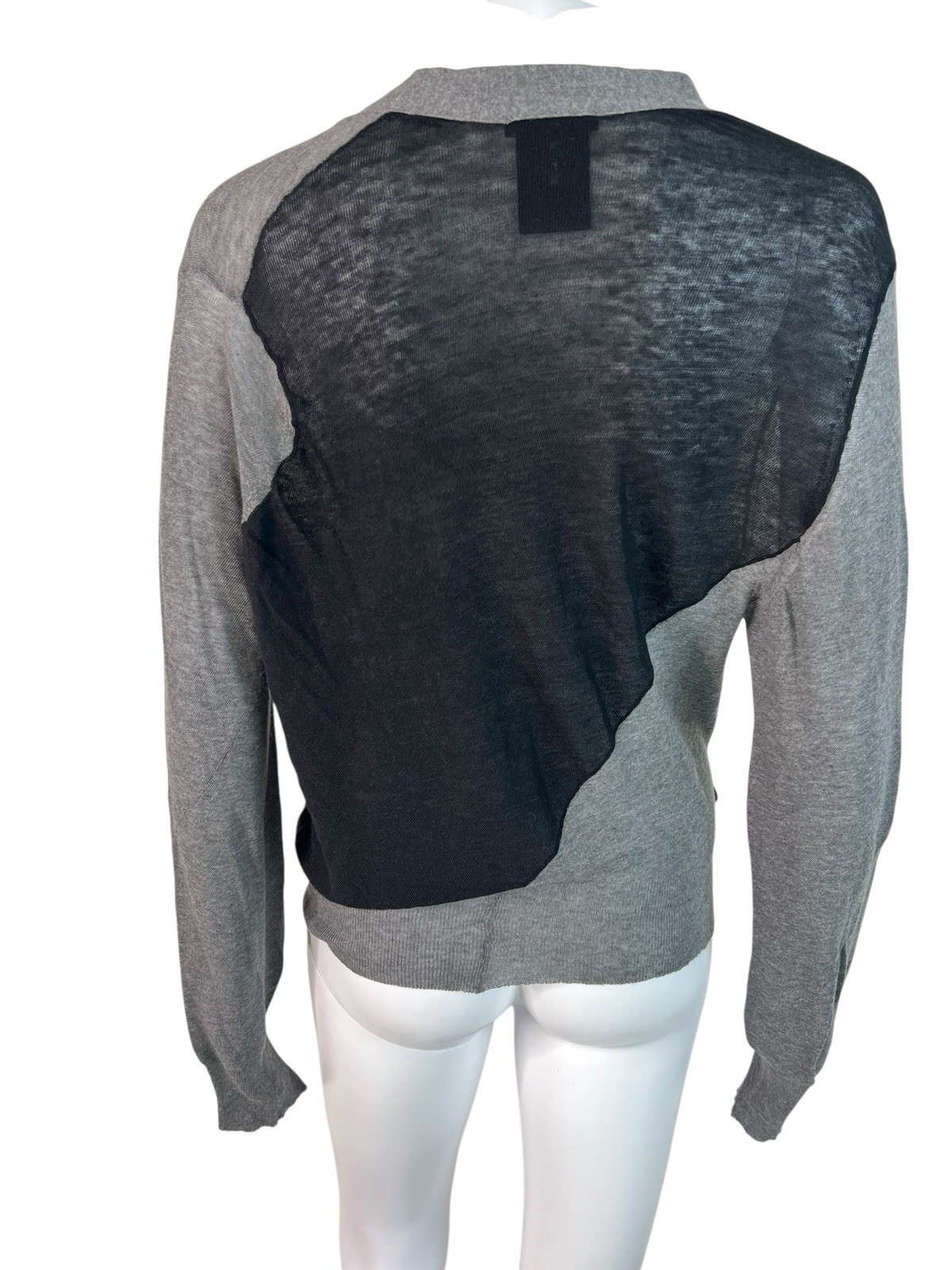 Ann Demeulemeester Sweater Cardigan Gray Black Asymmetrical Buttons Size 42