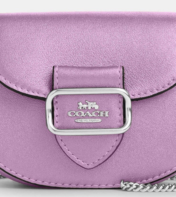 NWT Coach Morgan Card Case on a Chain In Metallic Lilac CP245