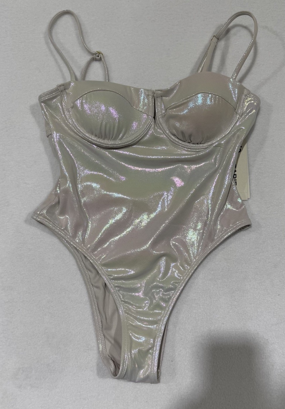 No Boundaries One Peice Swim Bathing Suit Moonlight Pearl Iridescent Shimmer NWT