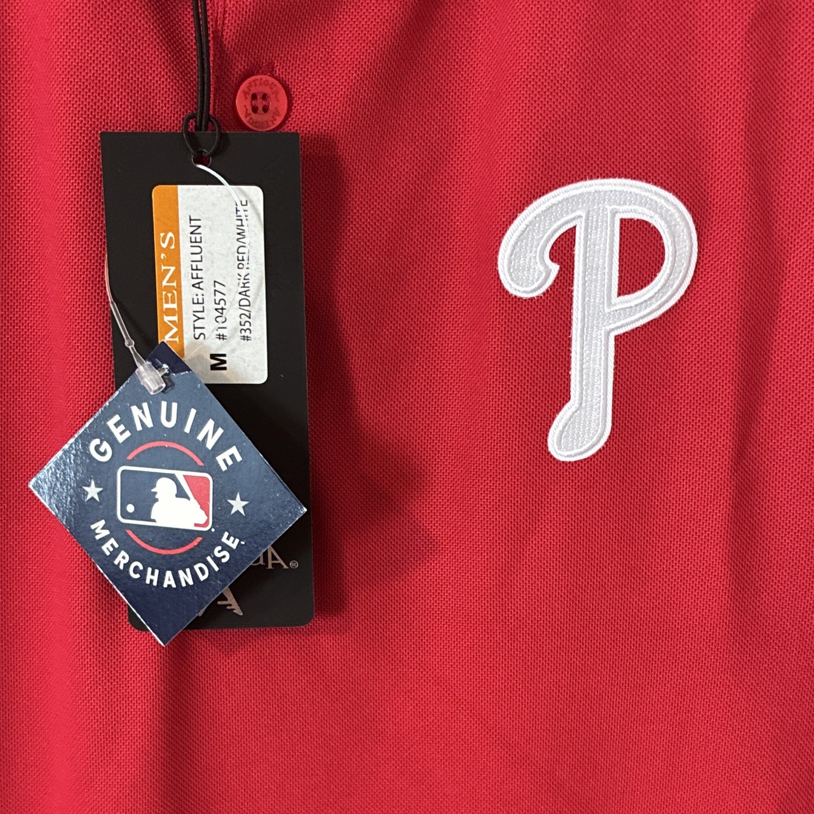 Antigua Affluent Philadelphia Phillies Red White Logo Short Sleeve Polo Shirt M